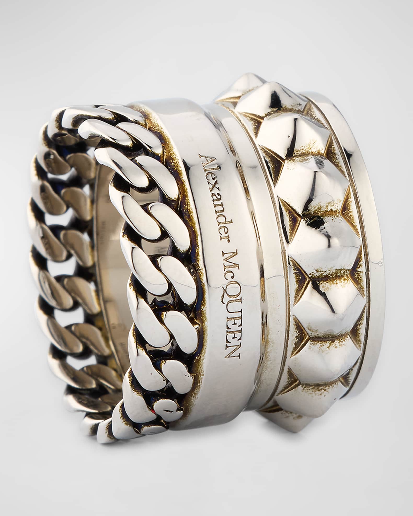 McQueen Men's Punk Multi-Layer Ring | Neiman Marcus