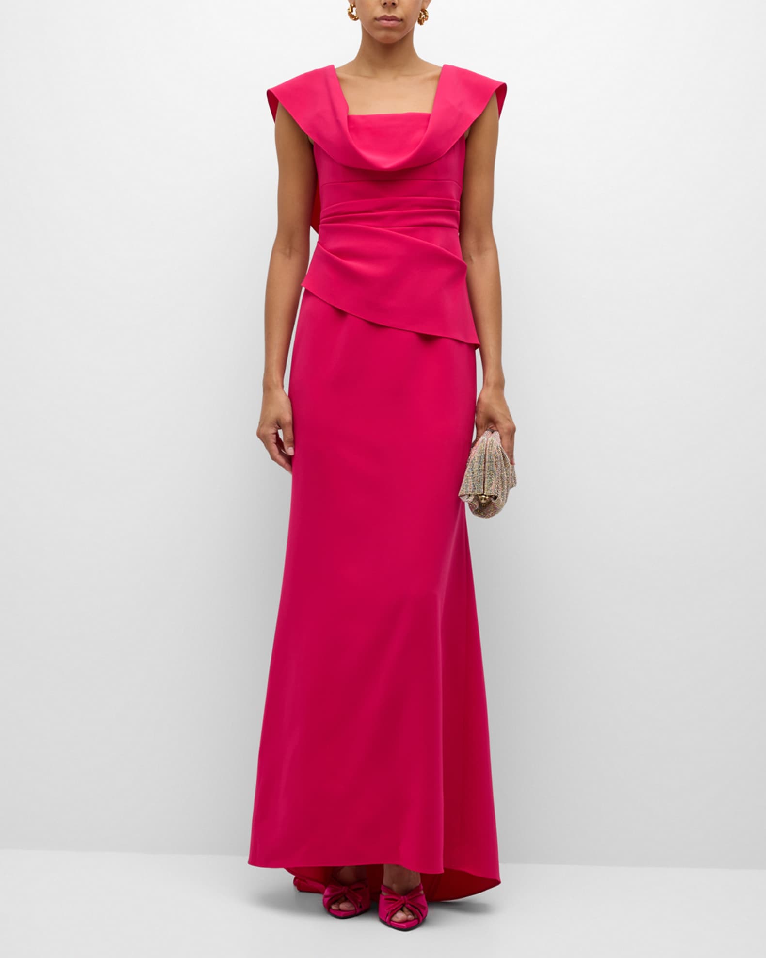 Carolina Herrera Draped Sleeveless Flared Gown Neiman Marcus
