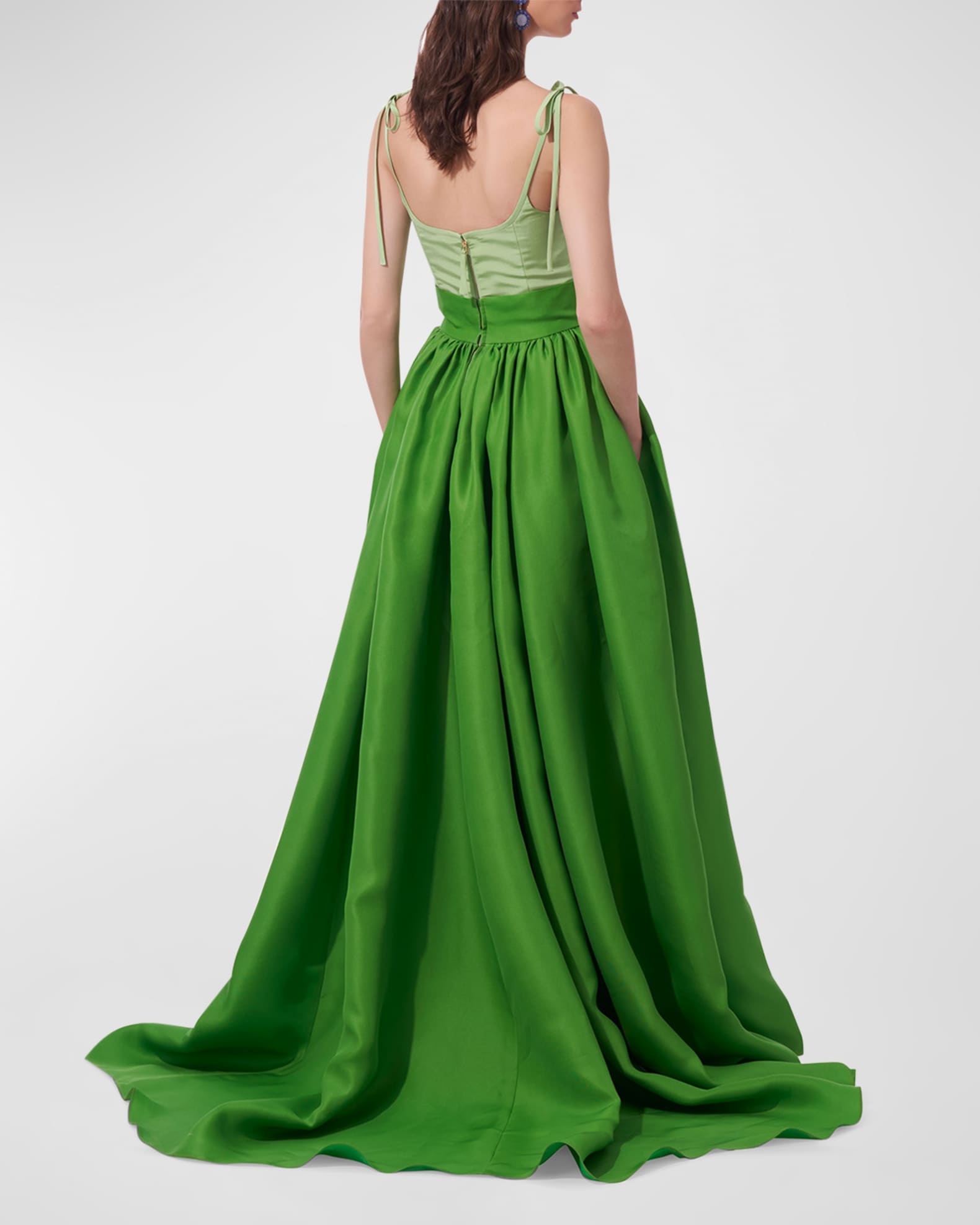 Tie Strap Scoop Neck Ball Gown