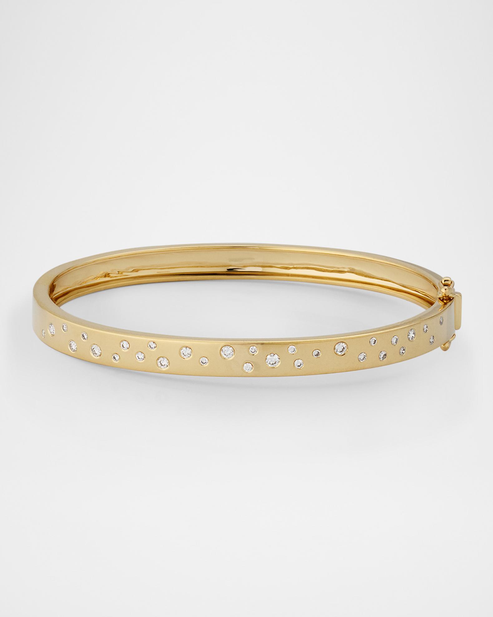 Siena Jewelry 14K Yellow Gold Scattered Diamond Bangle Bracelet ...
