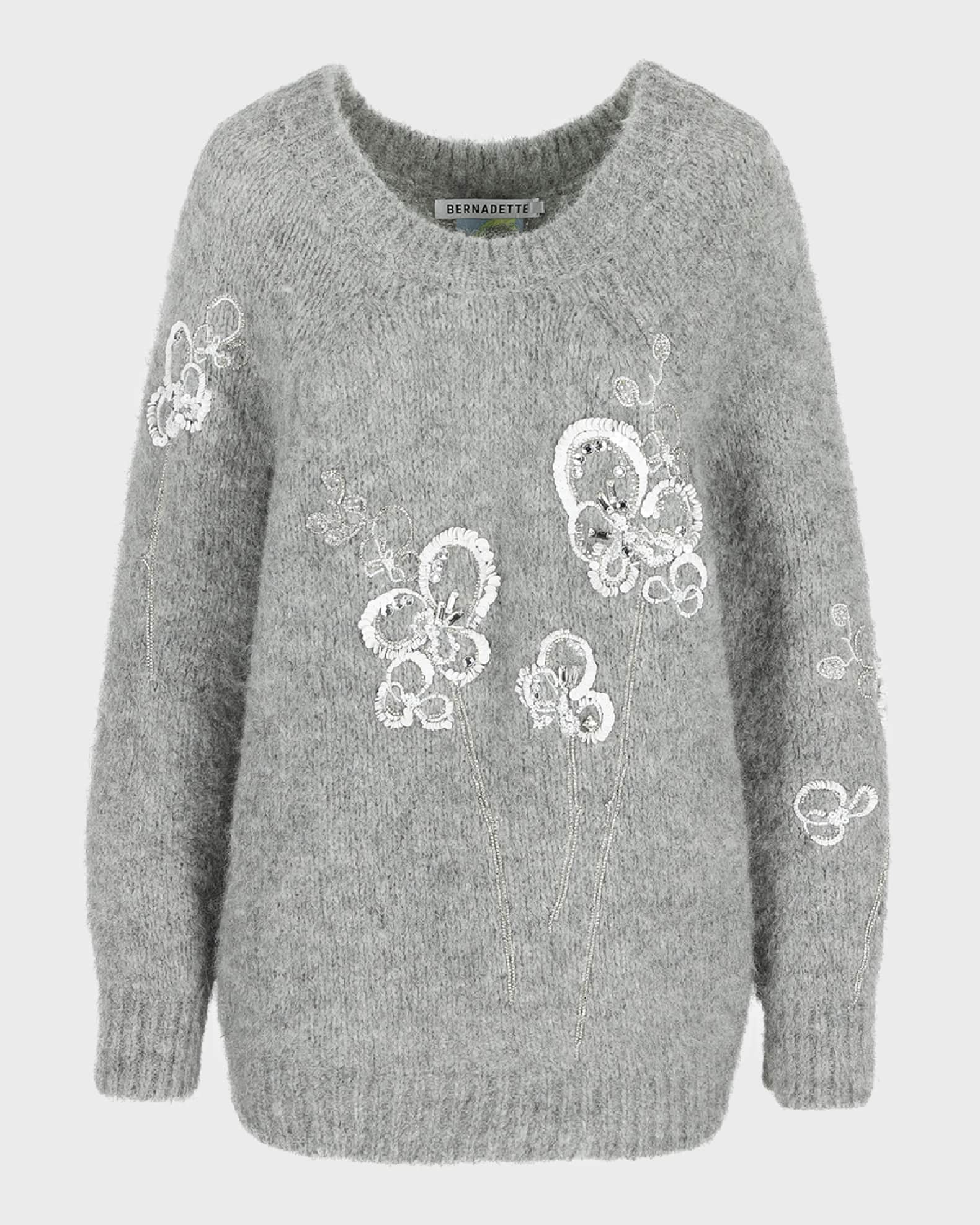 Flower Embroidered Alpaca Wool Sweater 0