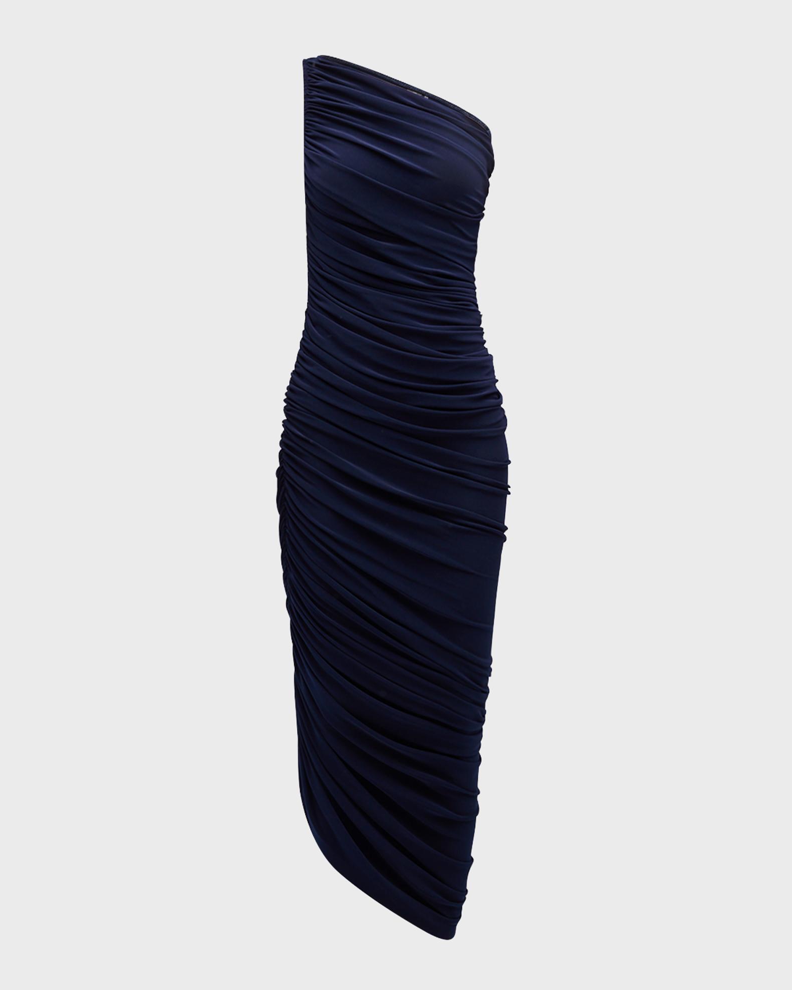 norma kamali diana one-shoulder ruched stretch-jersey dress Diana one-shoulder ruched stretch-jersey gown - black