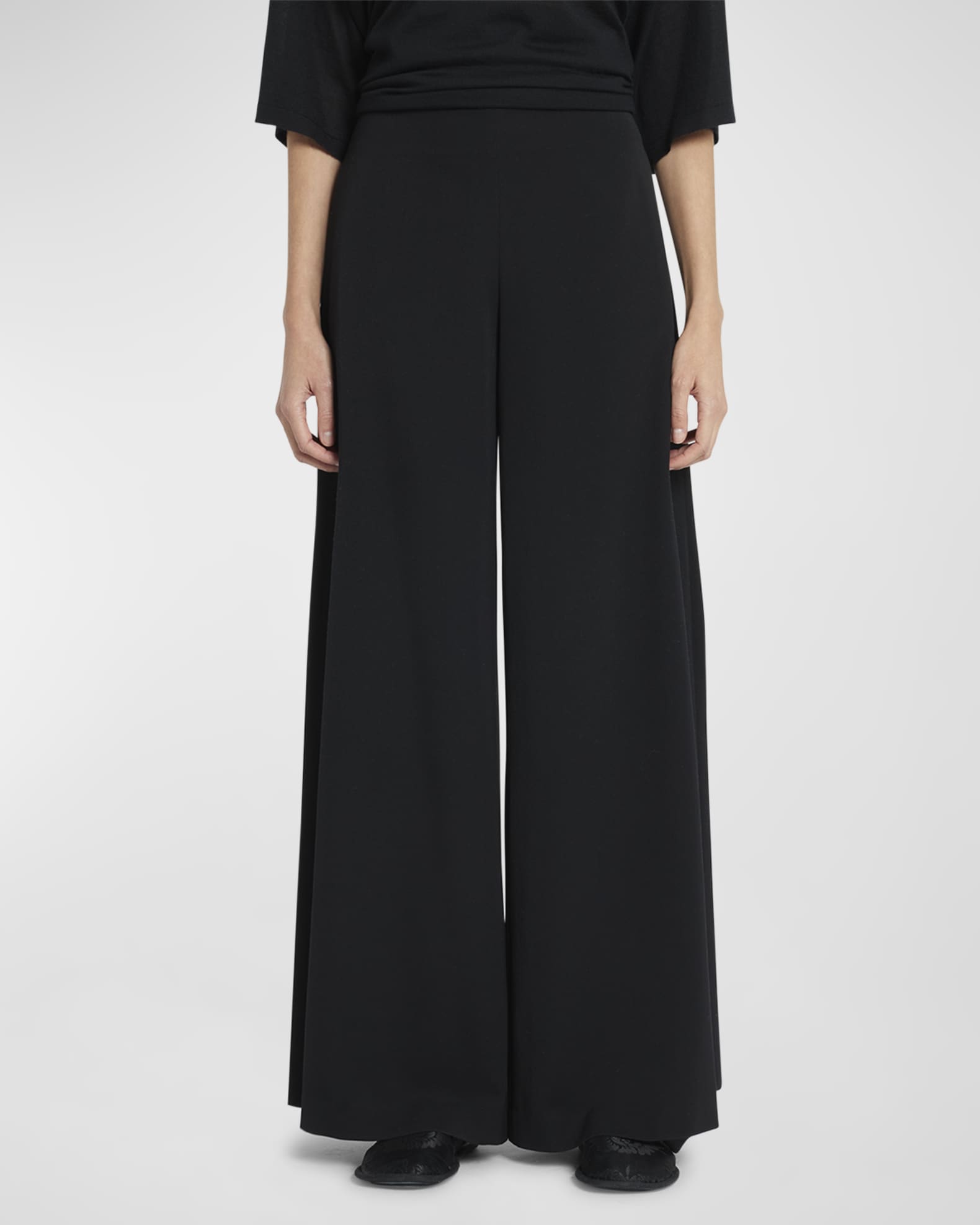 The Row Women s Dela Wide Leg Pants Black