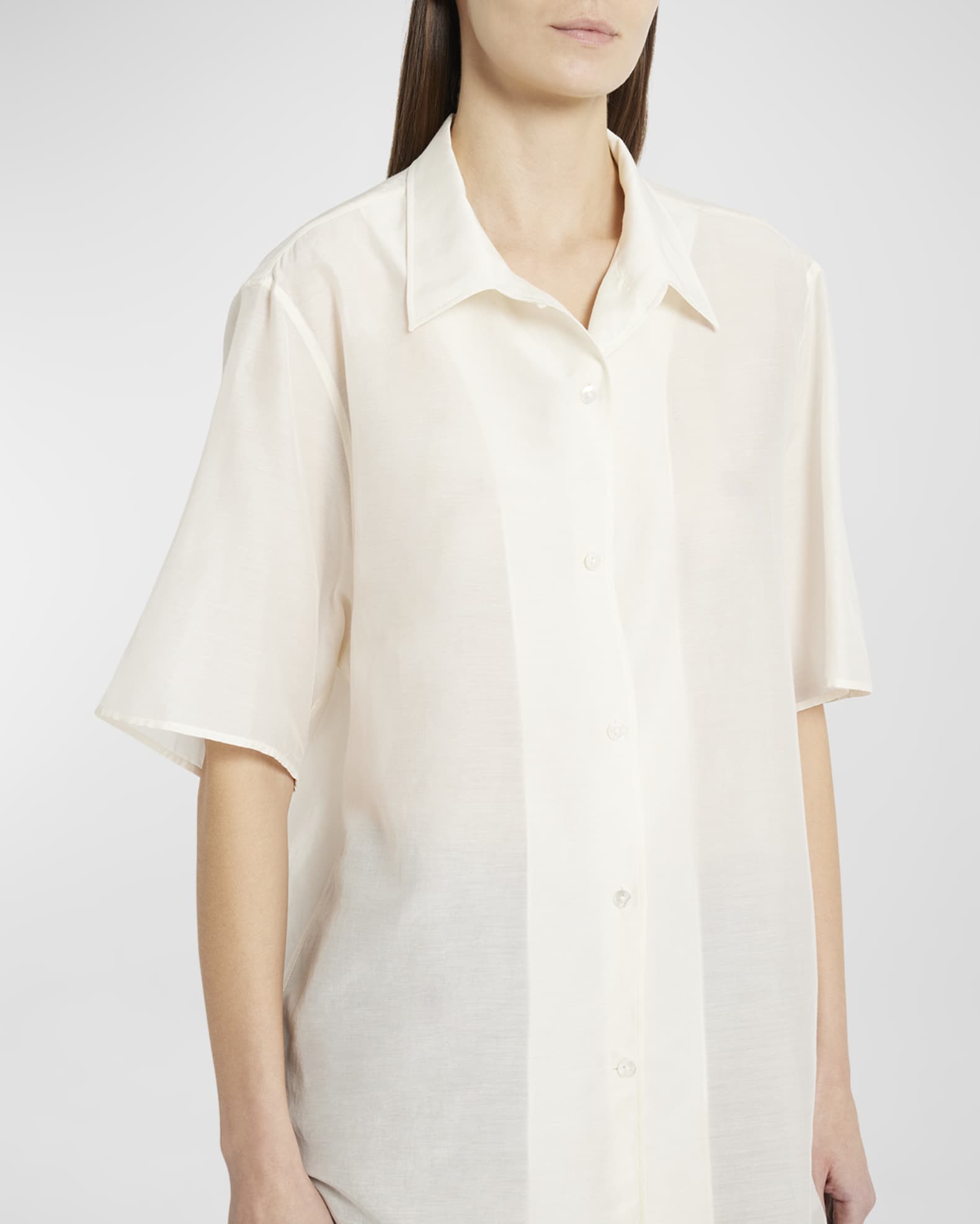THE ROW cotton MENT SHIRT Oversized Shell Button Shirt blouse 10204 W4075 white 0
