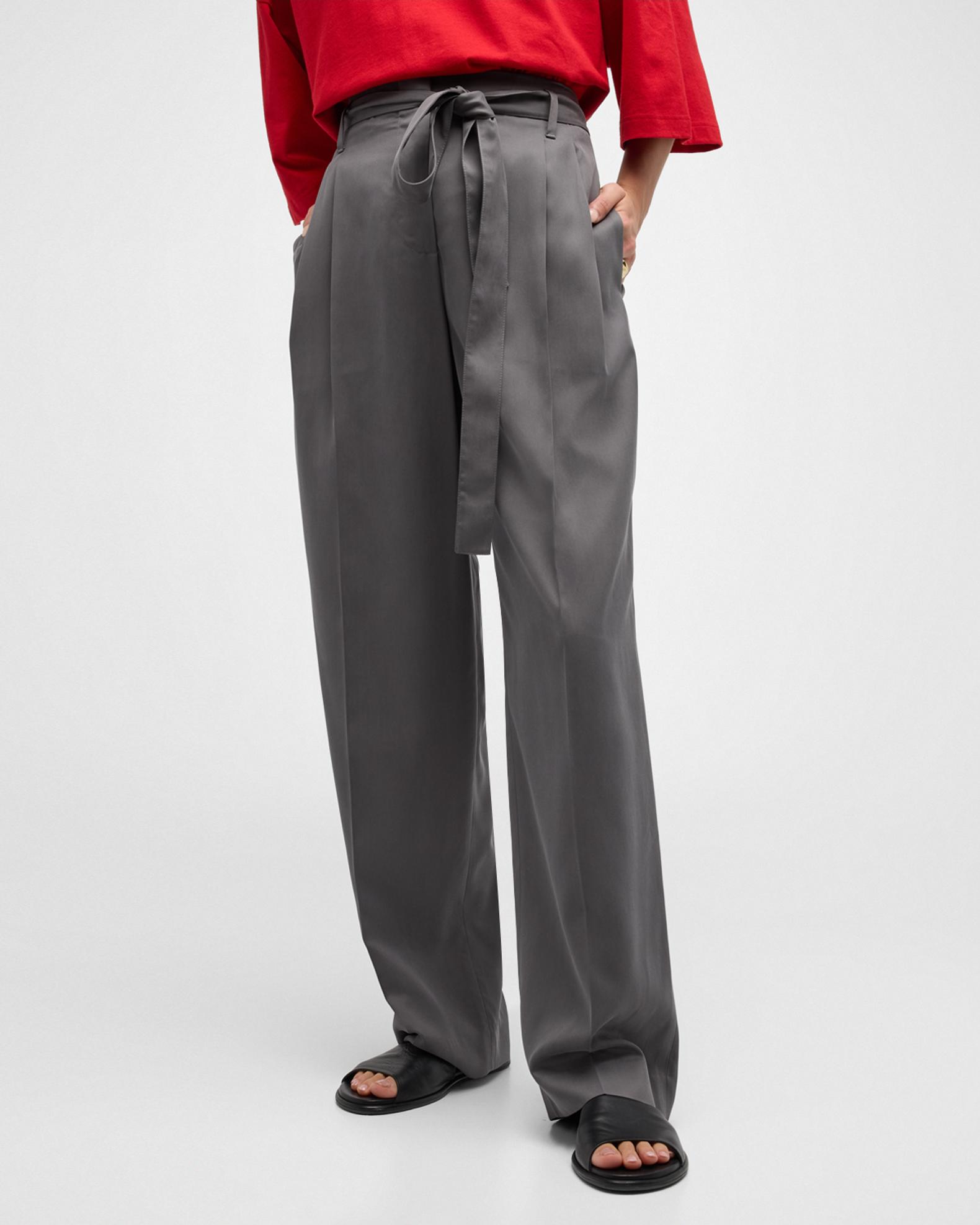 Pantalon Large THE ROW Lonan - Laine Beige Foncé - Taille 6 - Style Paperbag - Neuf Avec étiquette