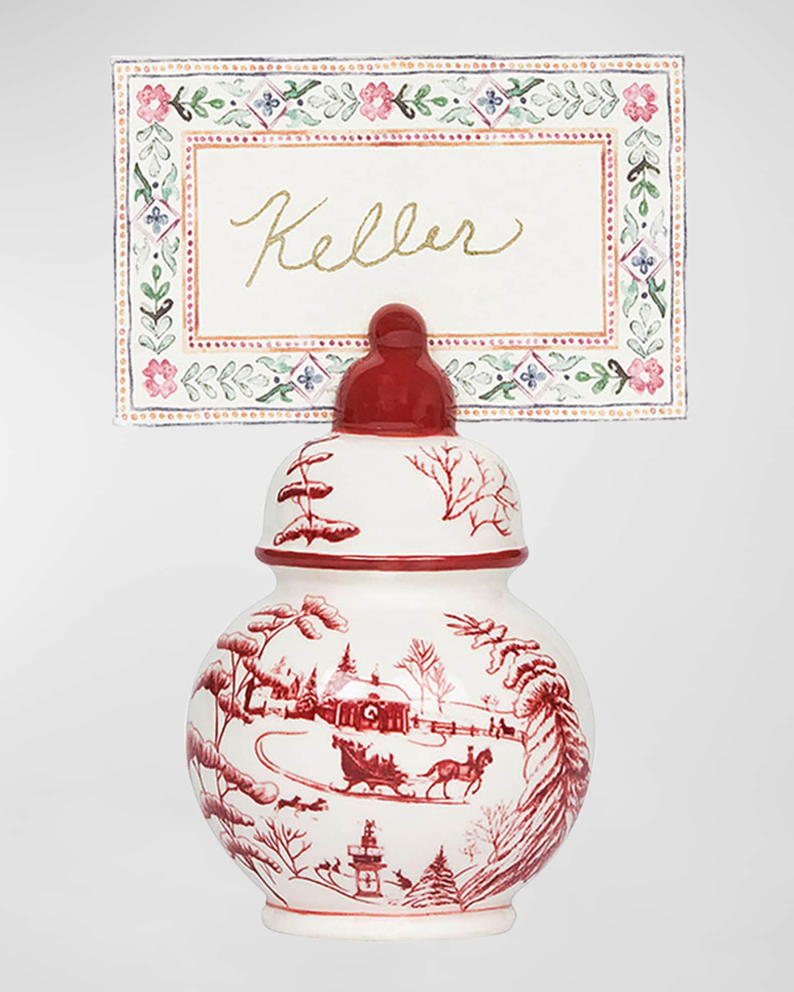 Juliska Country Estate Winter Frolic Ruby Ginger Jar Place Card Holder