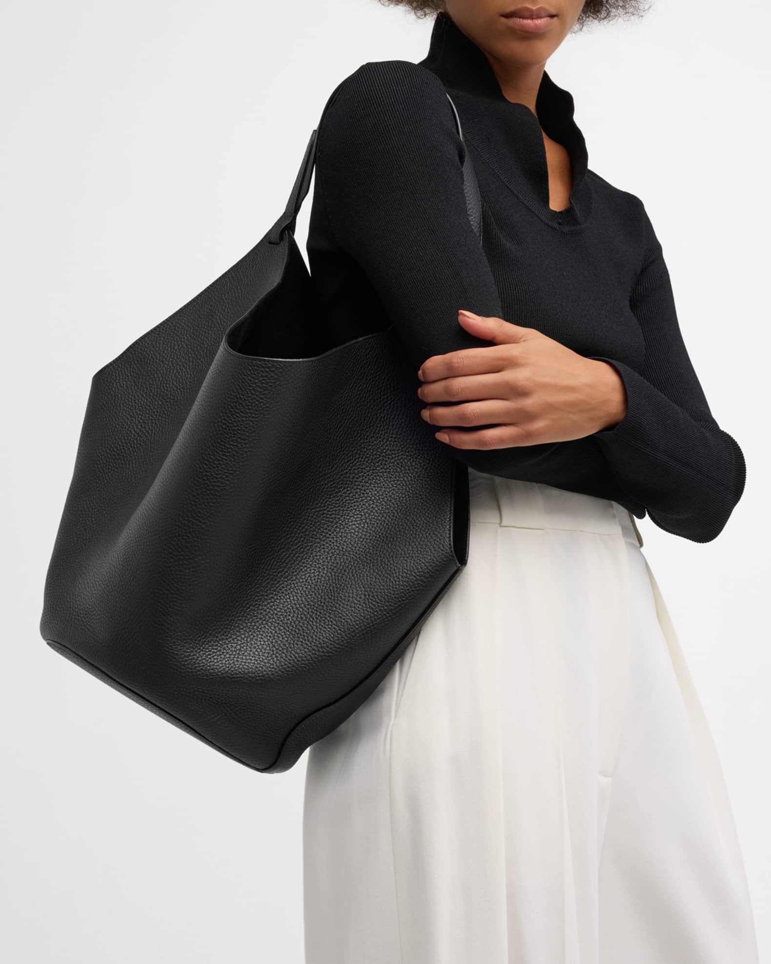 Lotus Medium Pebbled Leather Tote Bag 1