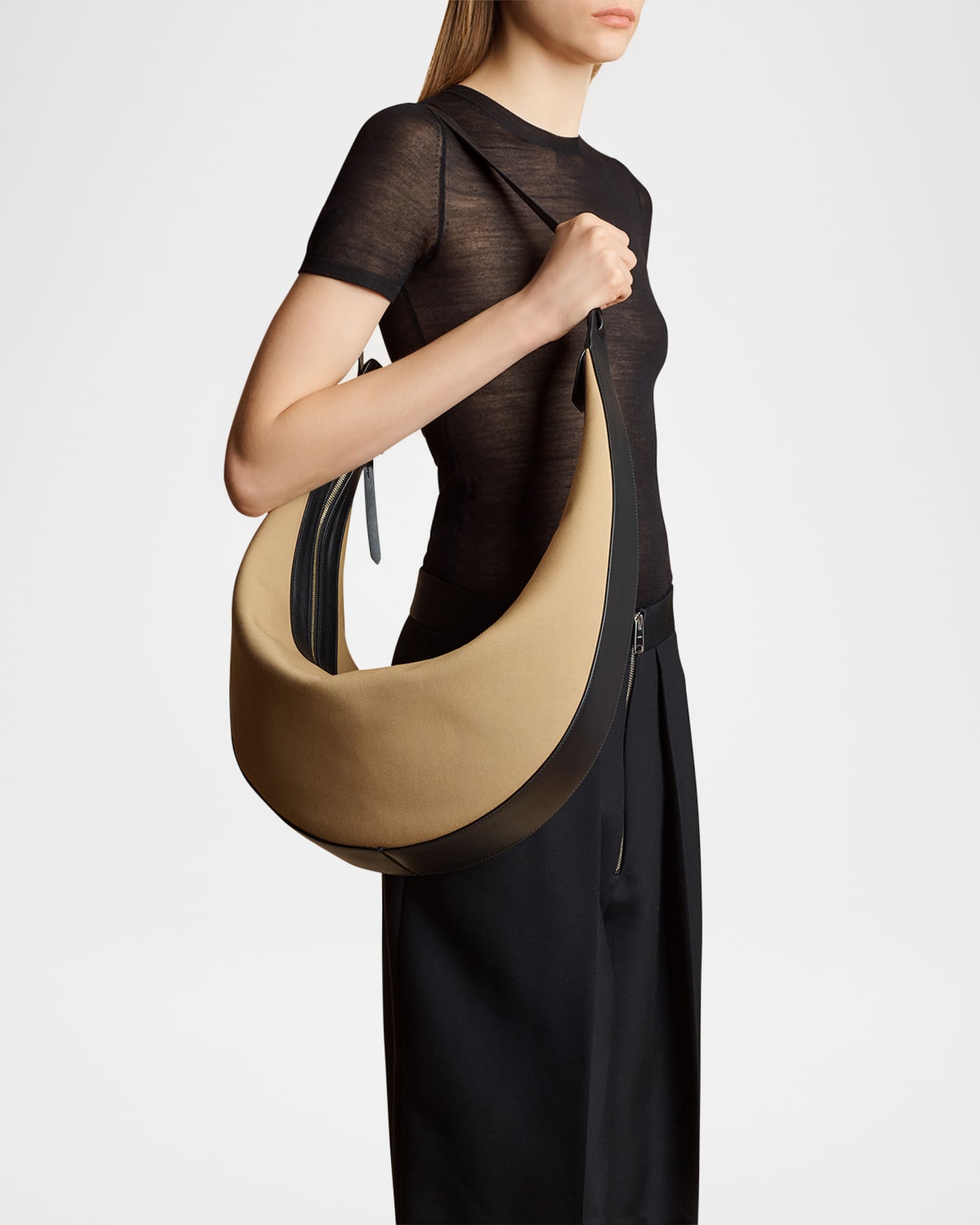 Augustina Canvas and Vegan Leather Hobo Bag 1