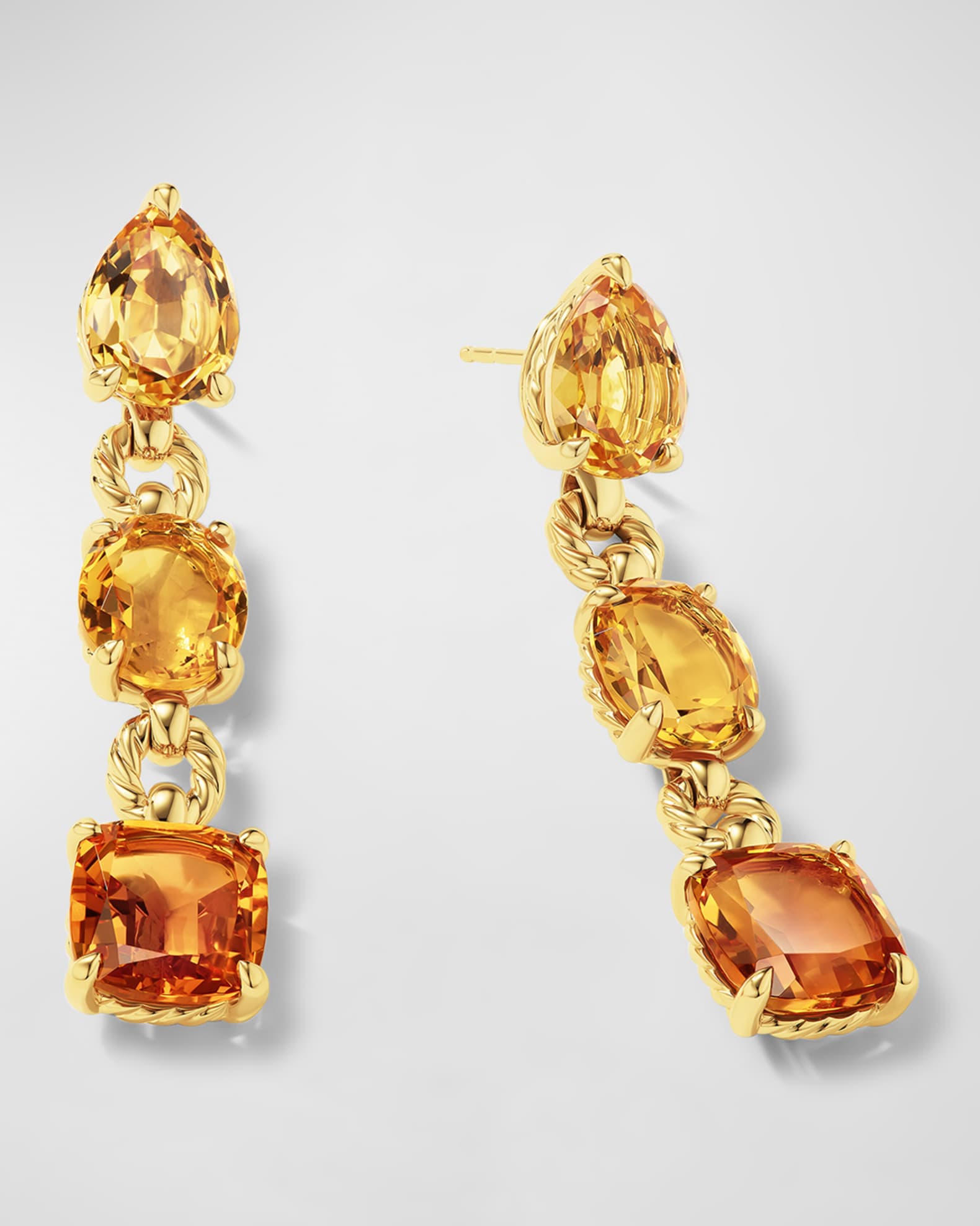 Marbella Drop Earrings with Gemstones in 18K Gold, 51mm 1