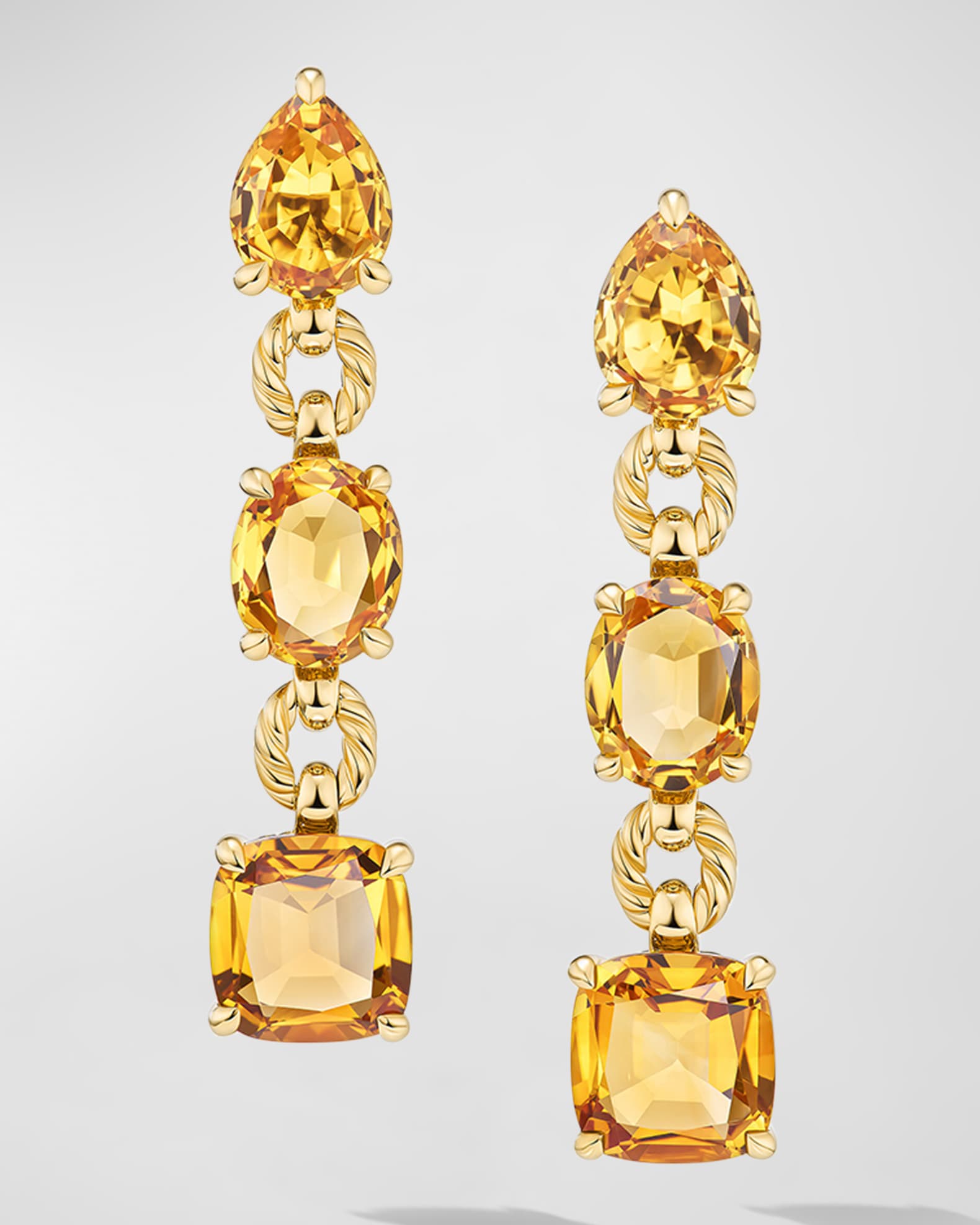 Marbella Drop Earrings with Gemstones in 18K Gold, 51mm 0