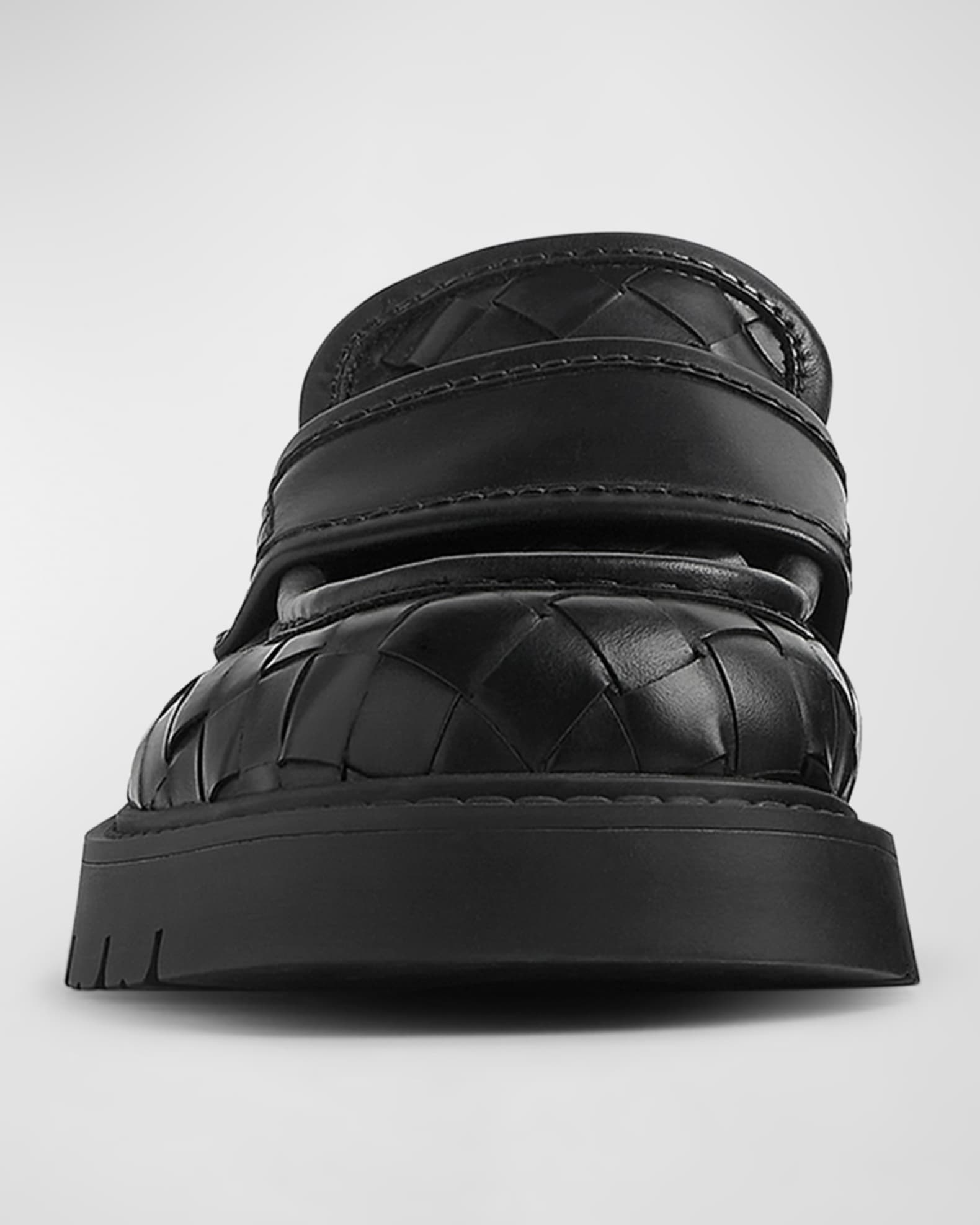 Bottega Veneta Interciato Woven Leather Loafers | Neiman Marcus