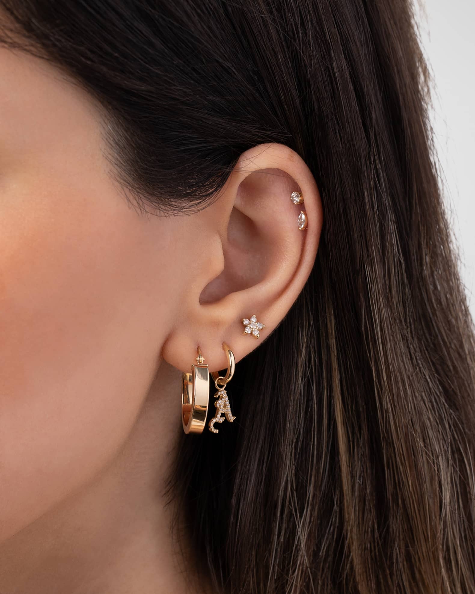 Zoe Lev Jewelry 14k Yellow Gold Small Flat Hoop Earrings | Neiman Marcus