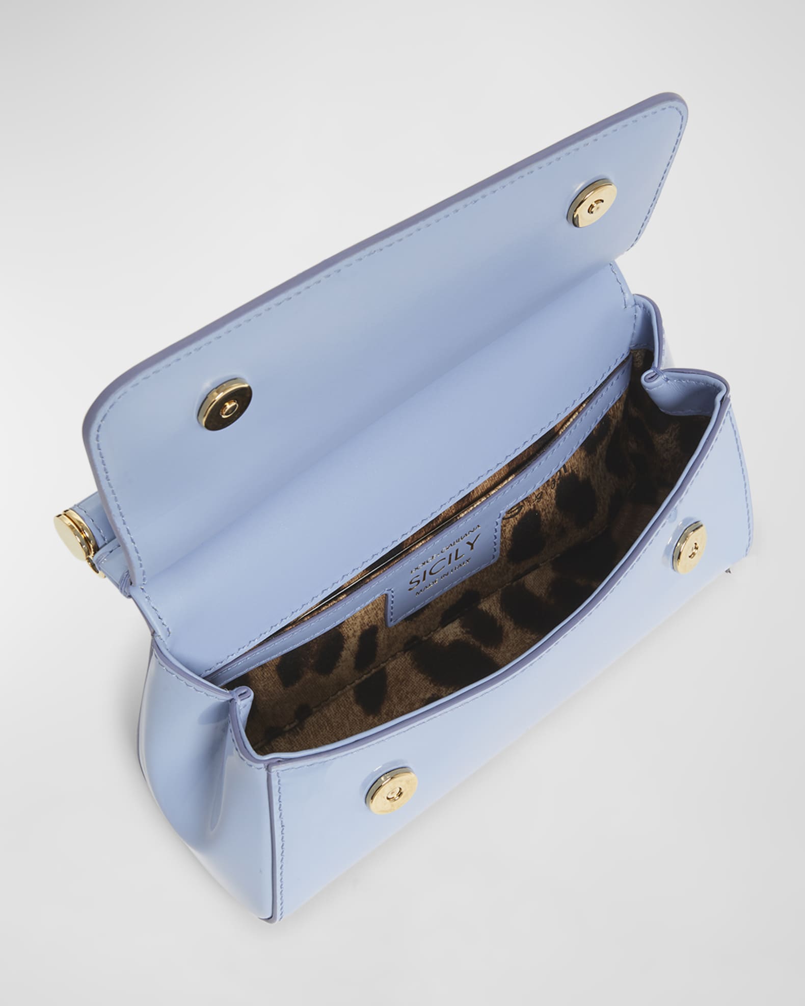 Polished calfskin Sicily crossbody bag with rose print in