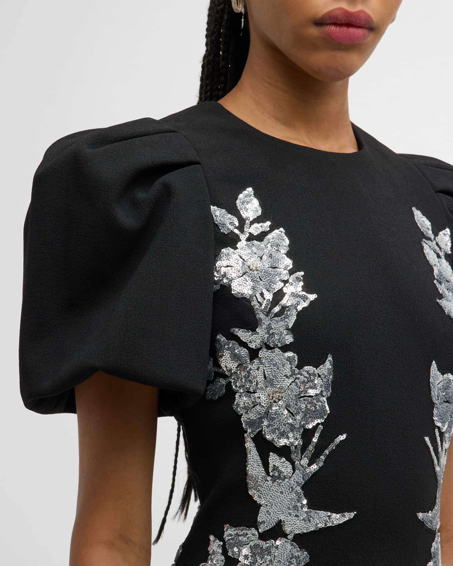 REBECCA VALLANCE Monroe Bicolor Embroidered Midi Dress | Neiman Marcus