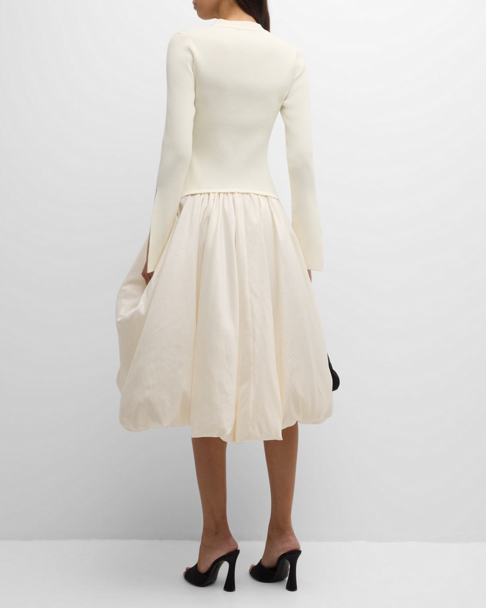 Kenlie Mixed Media Bubble Midi Dress