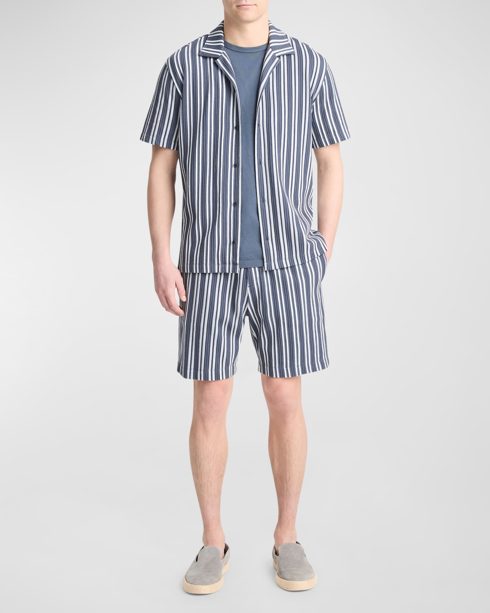 Men's Jacquard Stripe Camp Shirt 1