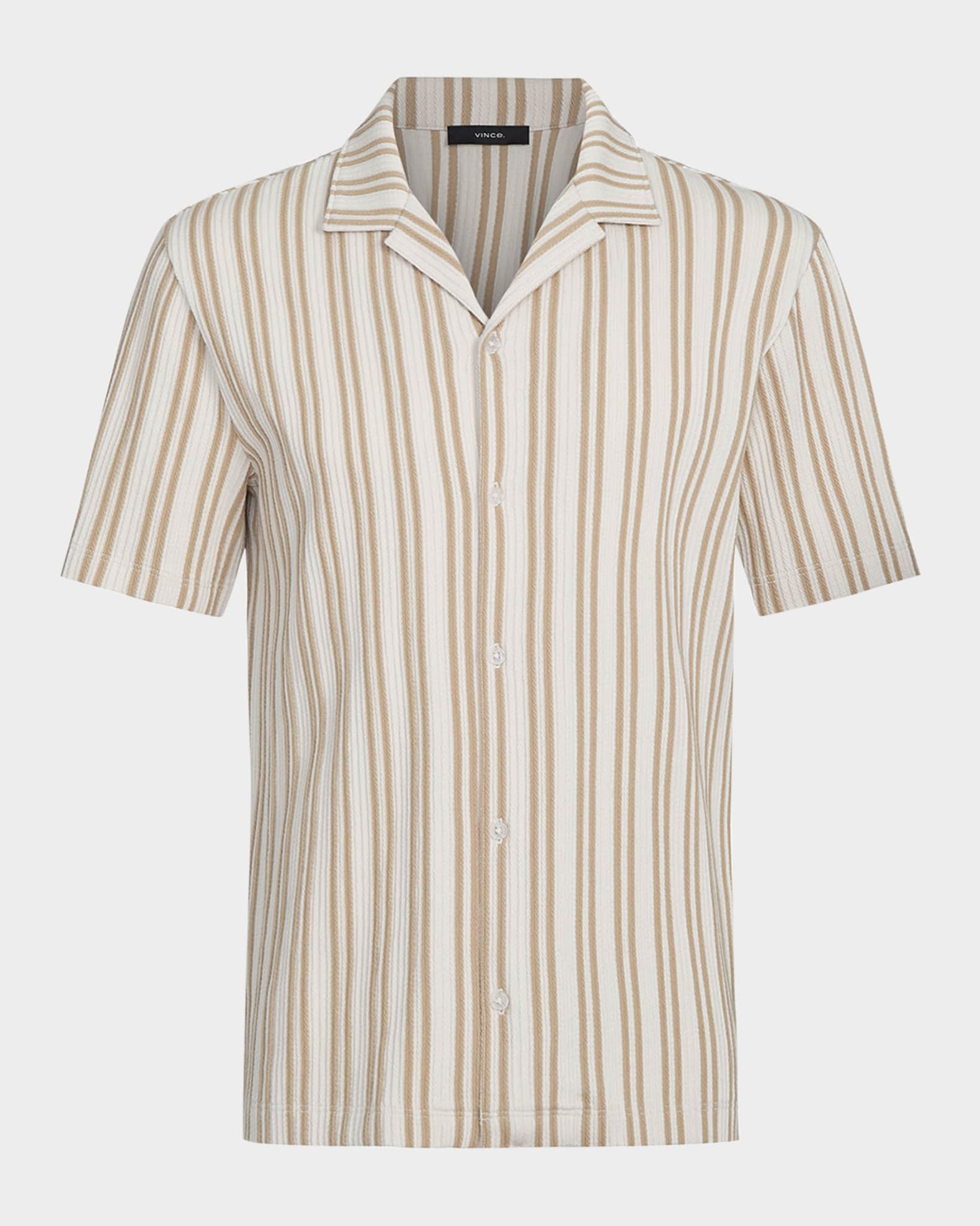 Men's Jacquard Stripe Camp Shirt 0