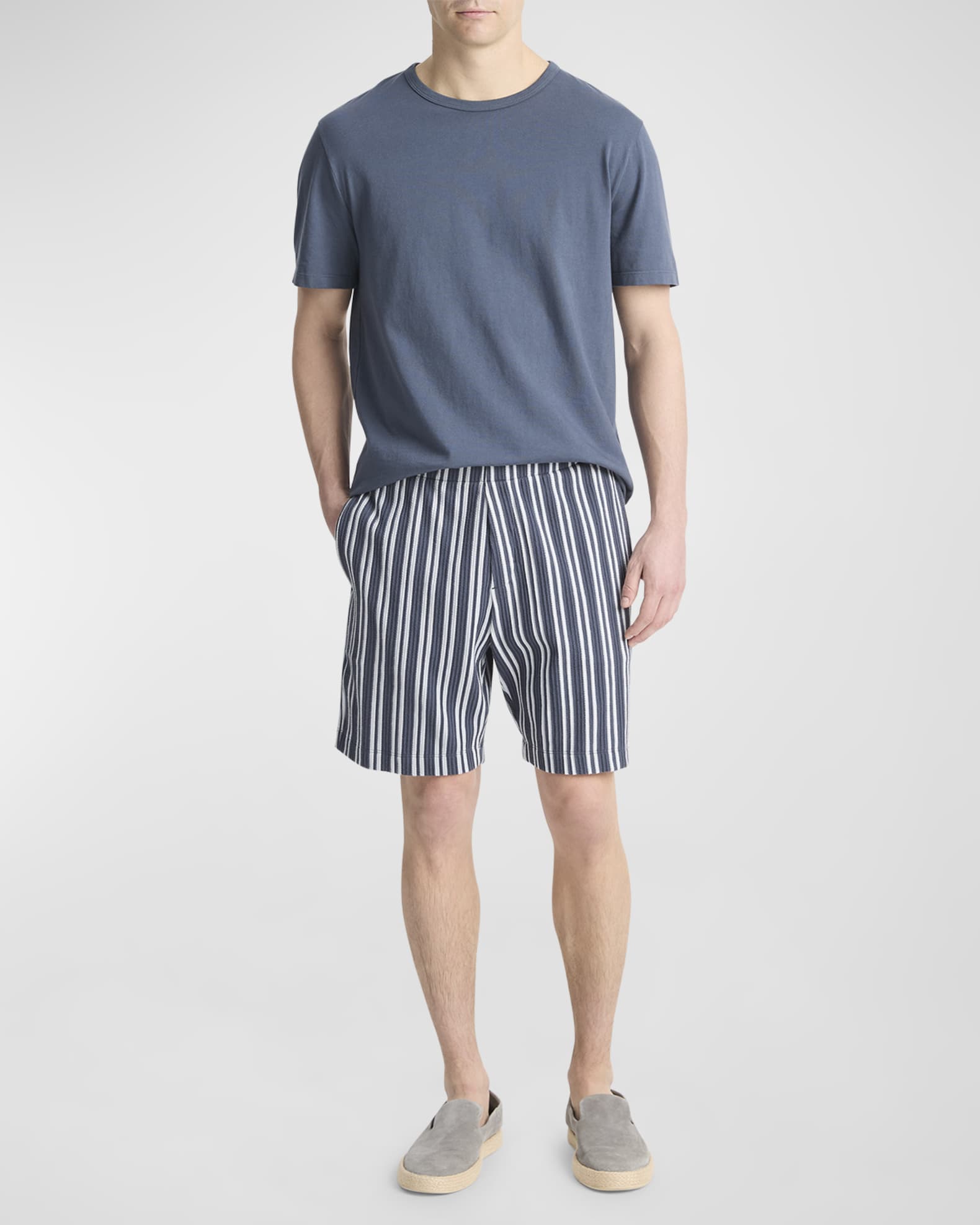 Men's Jacquard Stripe Shorts - Thumbnail 2