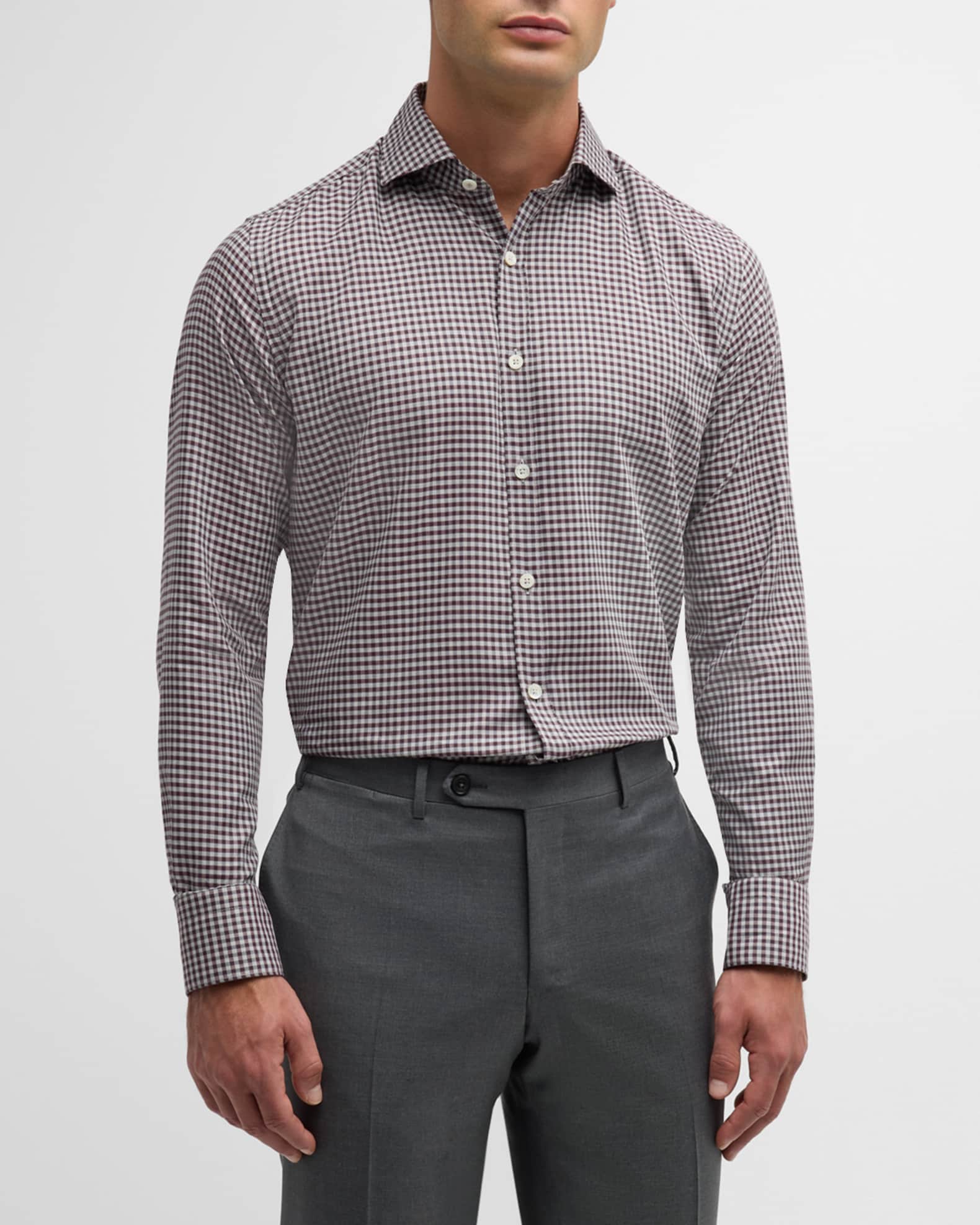 Canali Men's Cotton Gingham Casual Button-Down Shirt