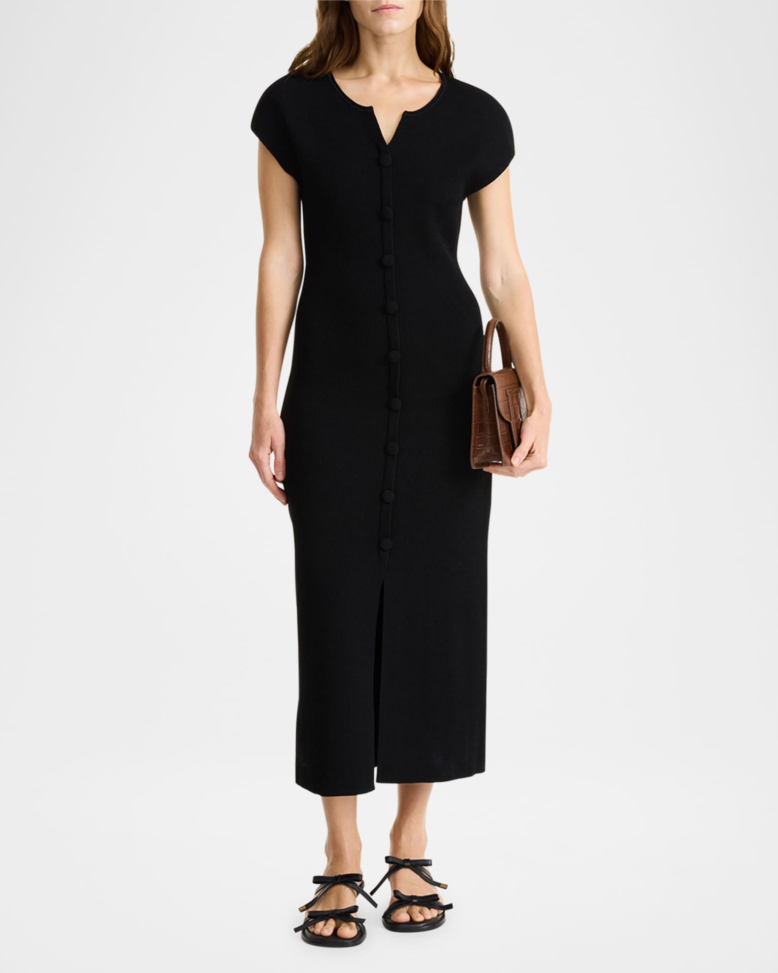 Bielas Ribbed Button-Down Midi Dress