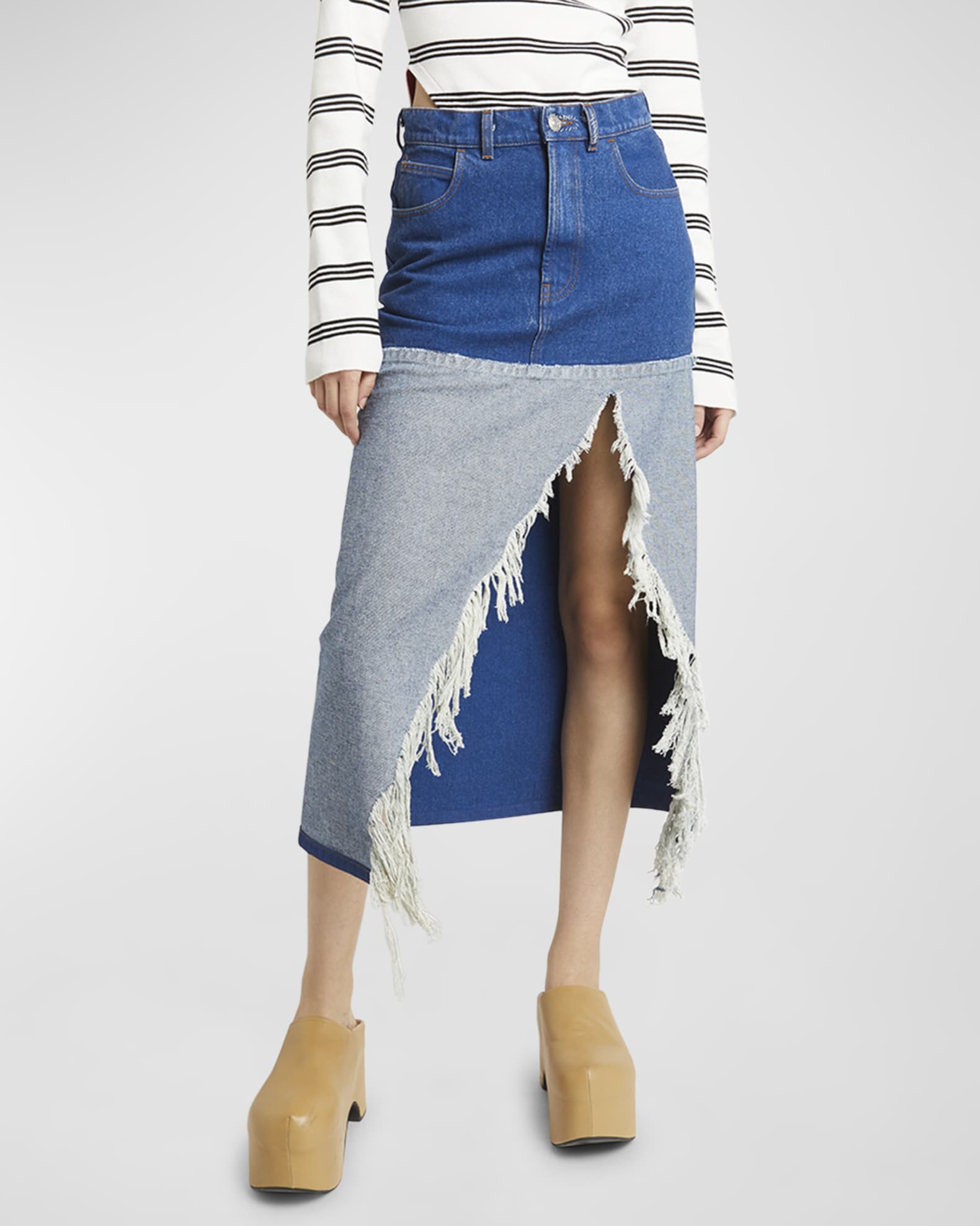 Distressed Slit Denim Skirt