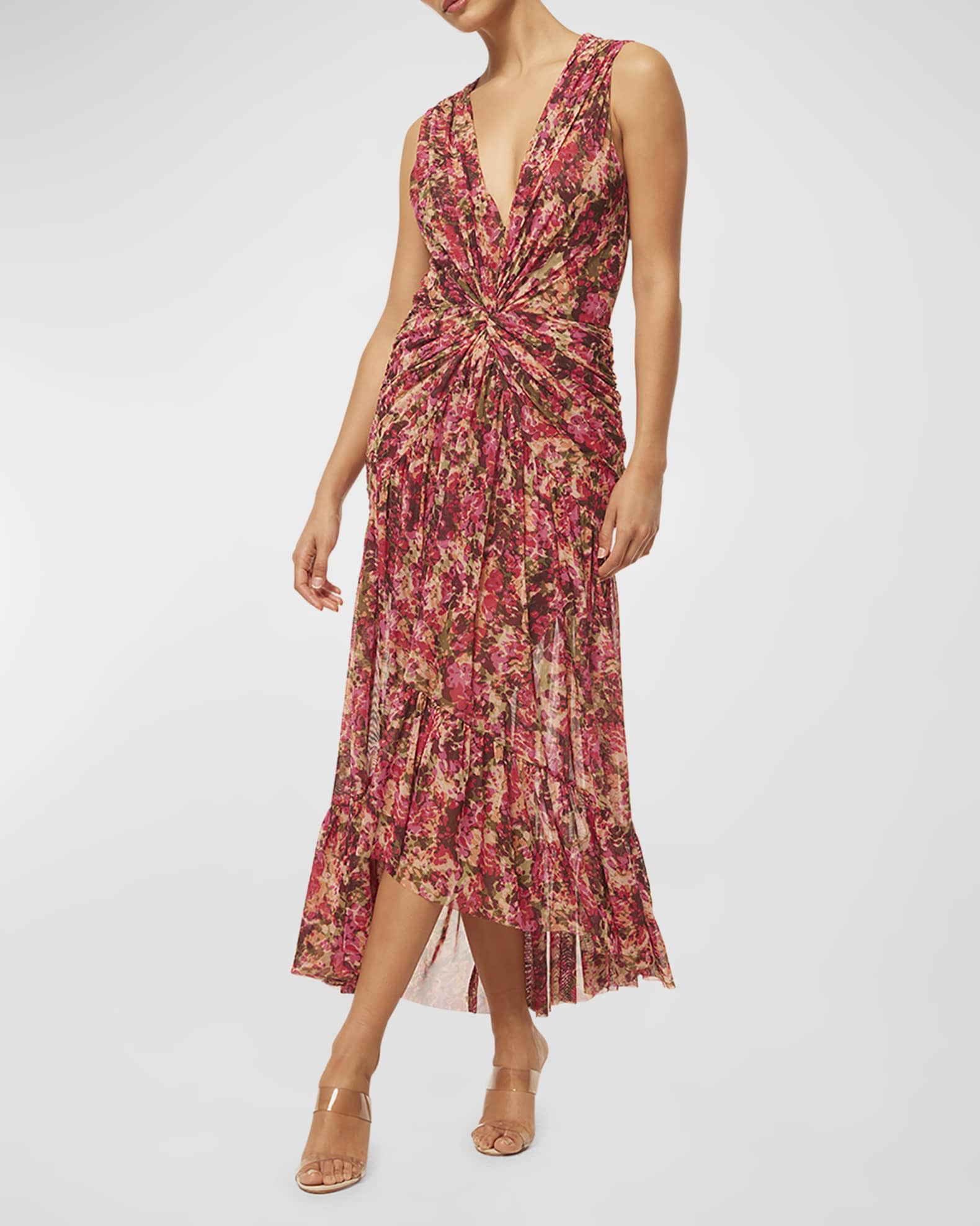 Ava Sleeveless Twisted Floral Midi Dress