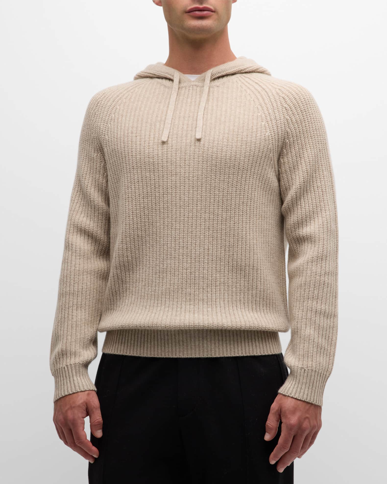 Men s Wool and Cashmere Ribbed Hoodie