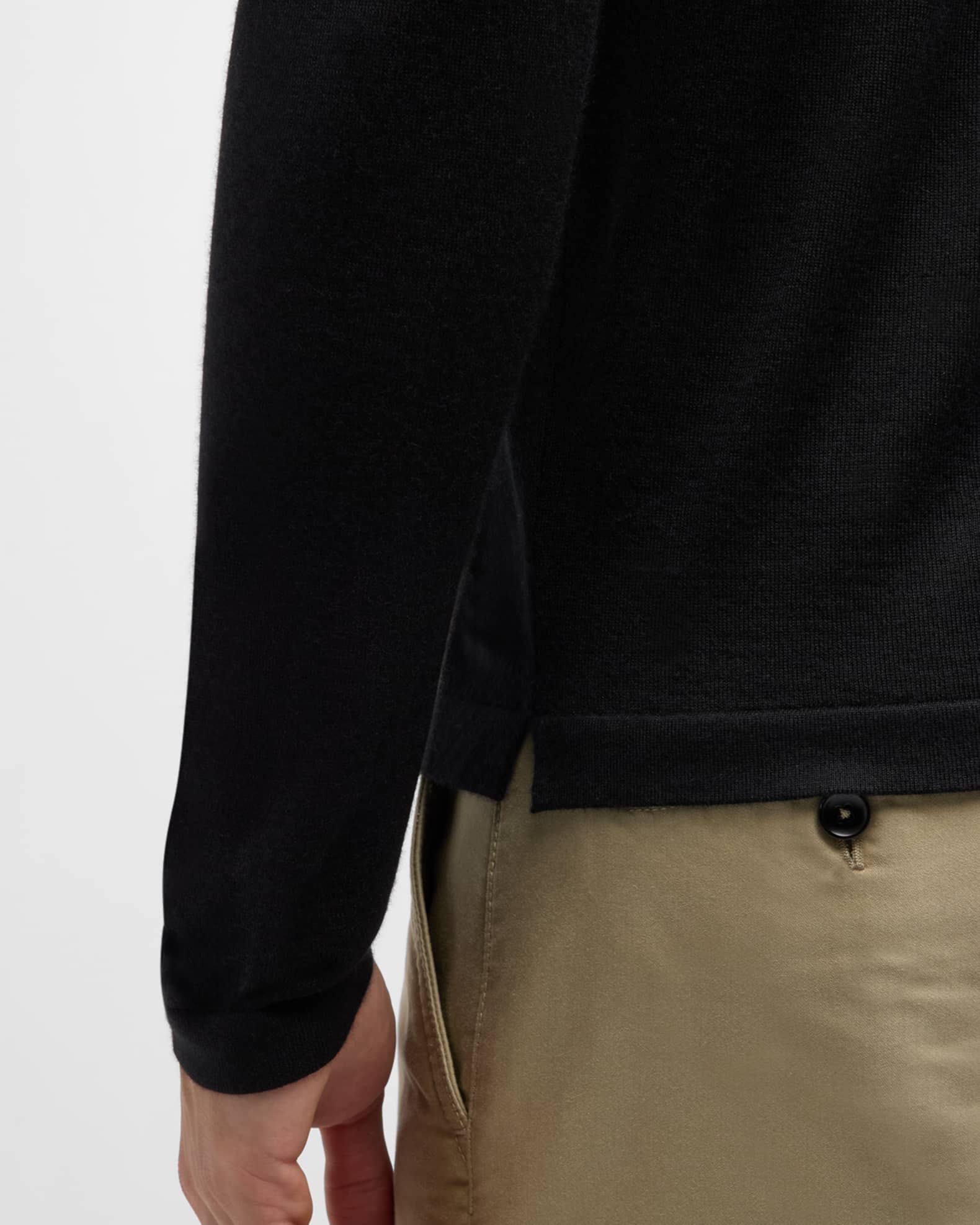 Cashmere and Silk Long Sleeve Polo Shirt