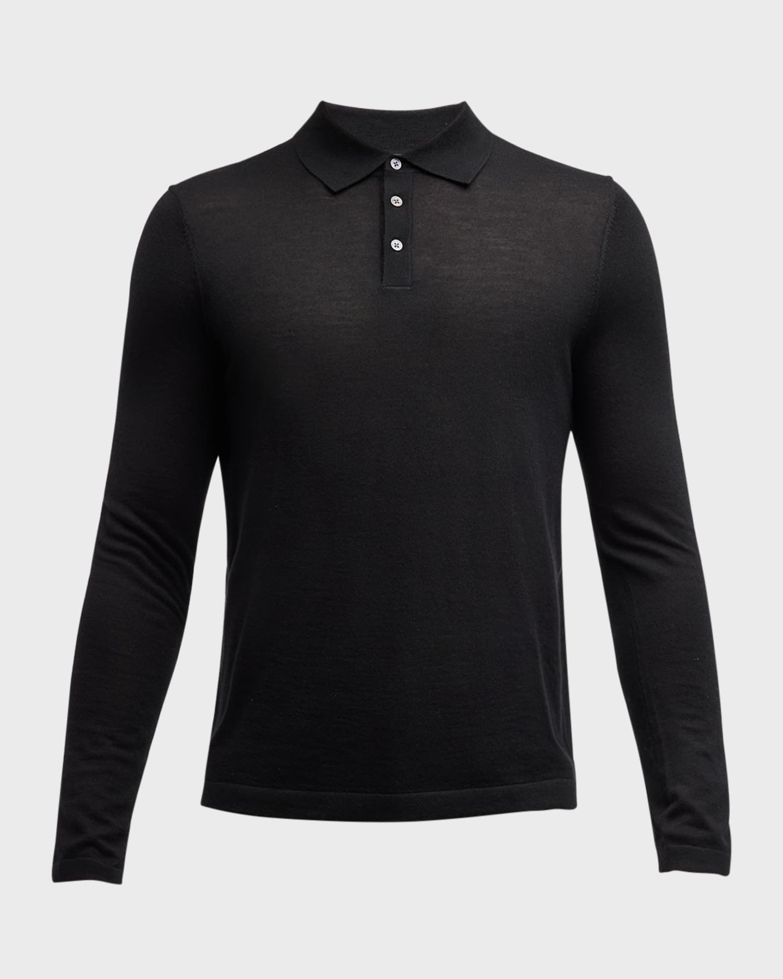 Men s Cashmere and Silk Long Sleeve Polo Shirt