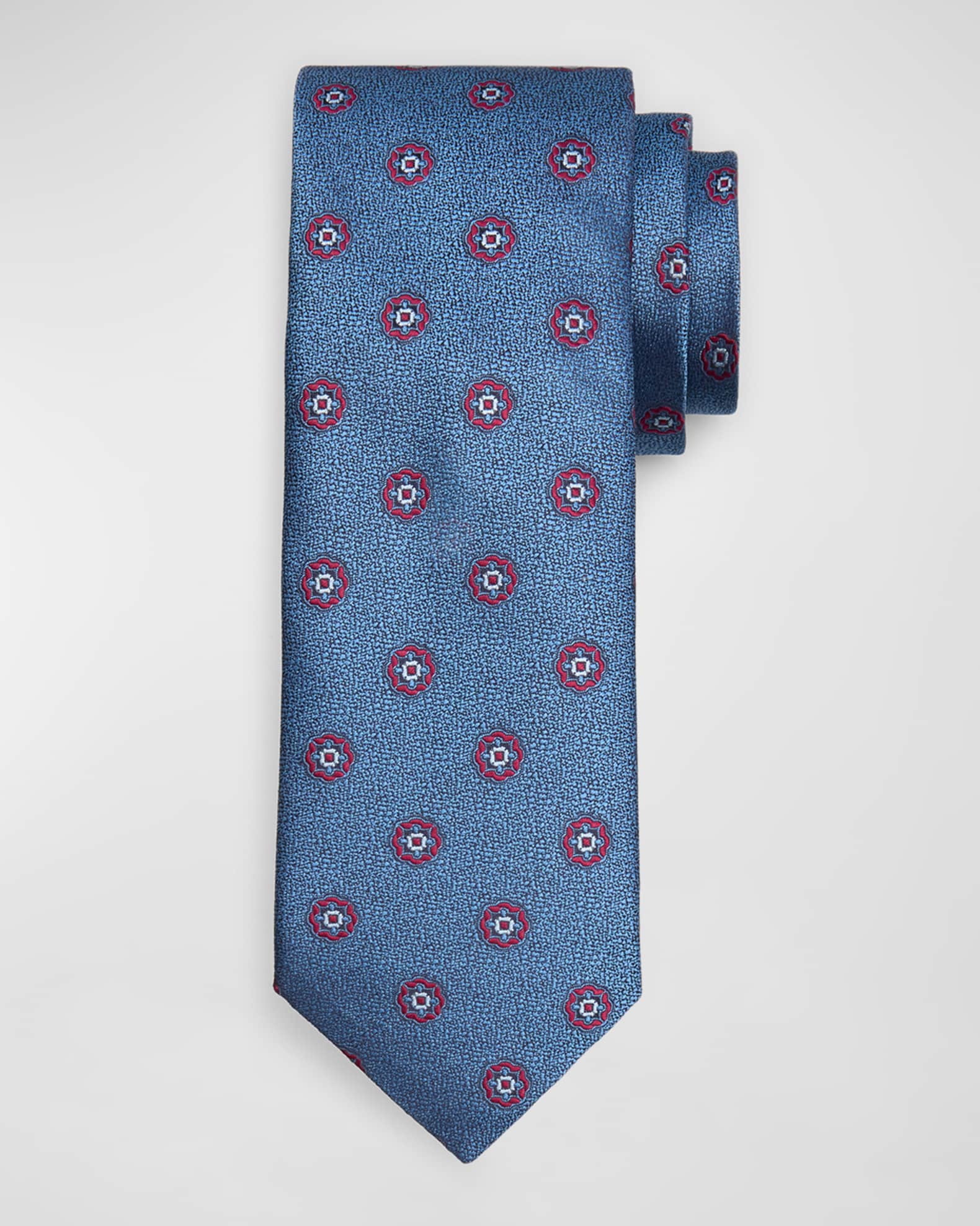 Men's Microfantasy Silk Medallion Tie 0