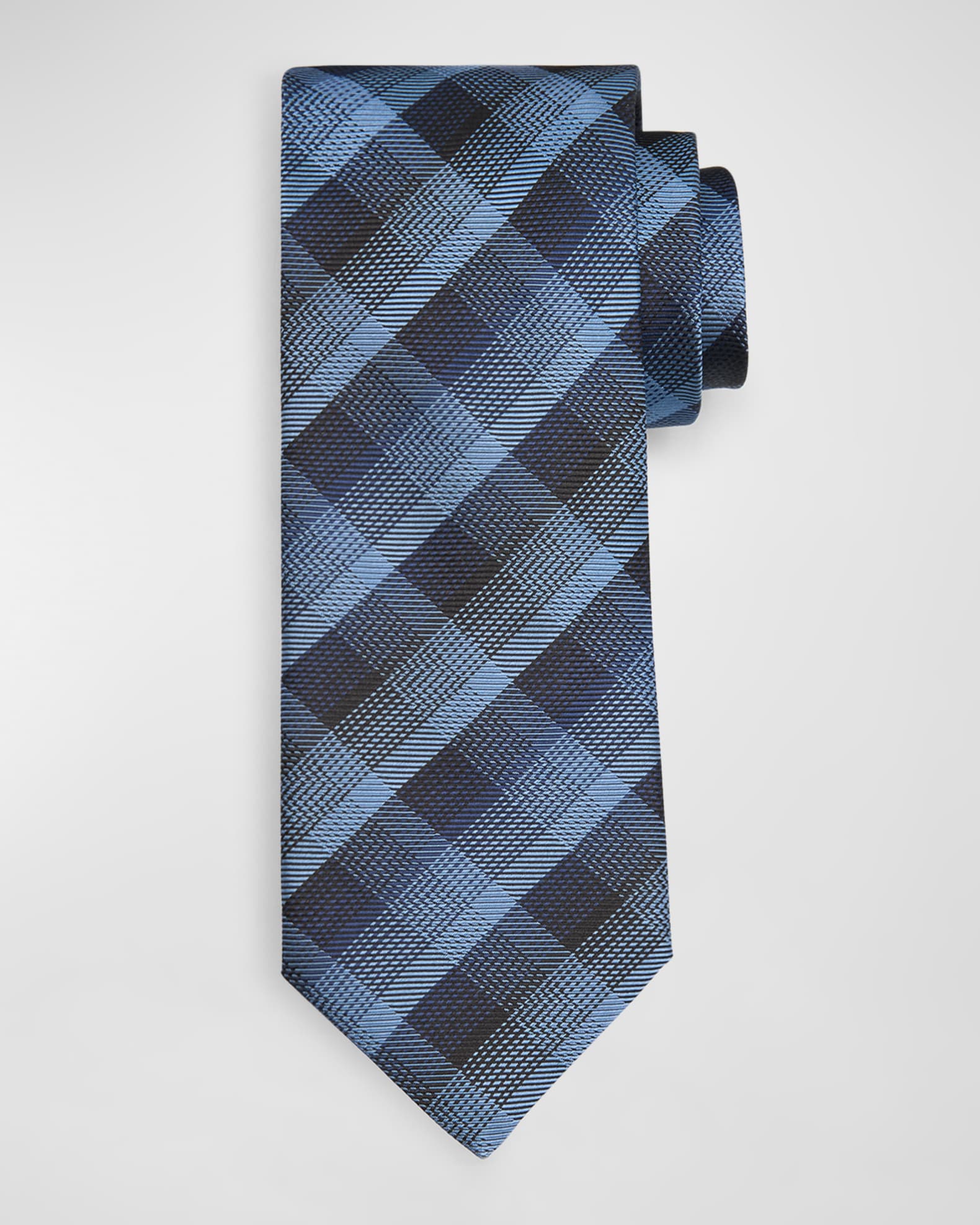 Men's Plaid Check Silk Tie 0