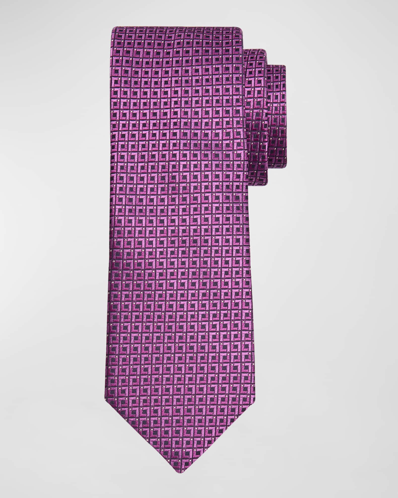 Men's Microfantasy Silk Geometric Tie 0