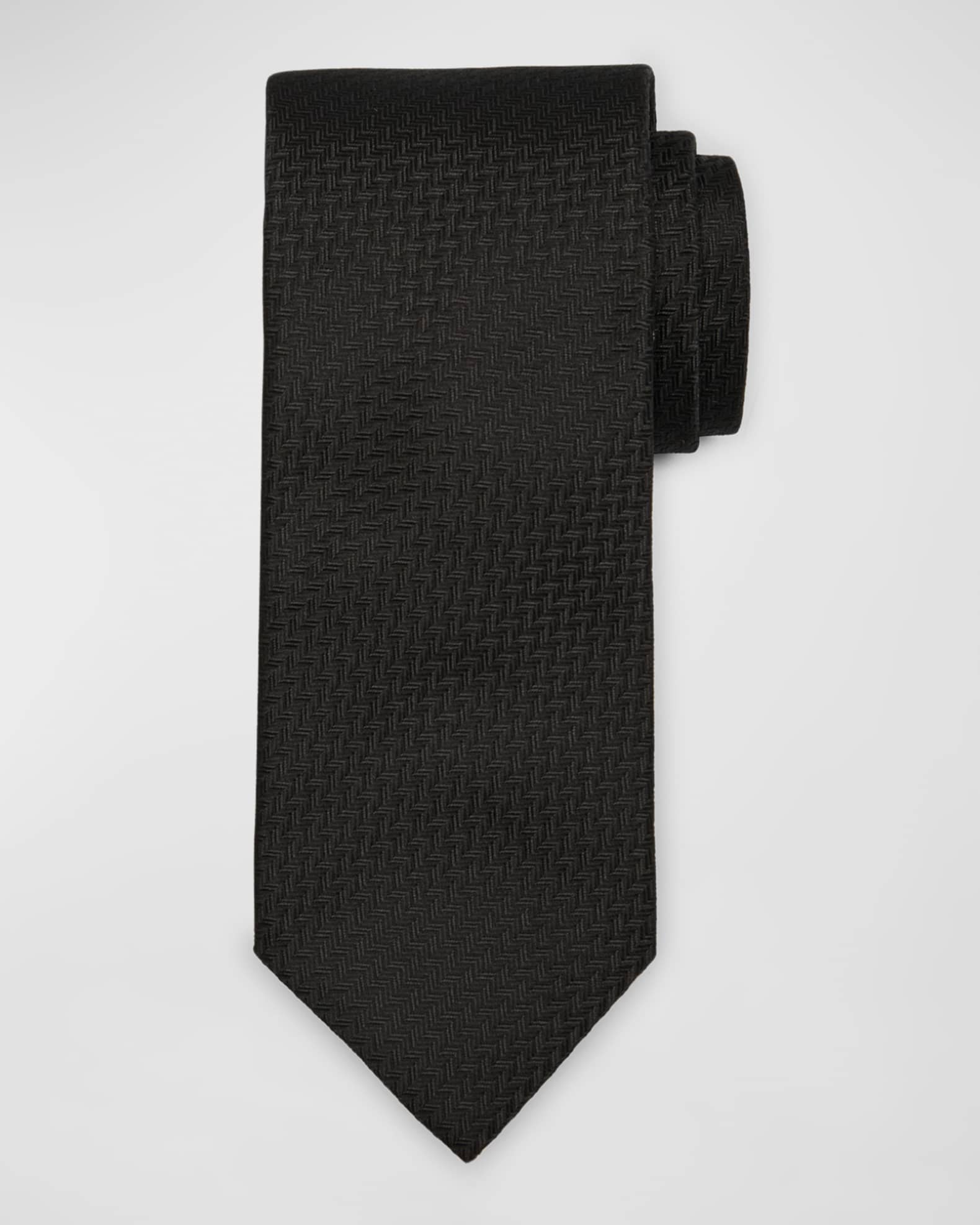Men's Chevron Jacquard Silk Tie 0