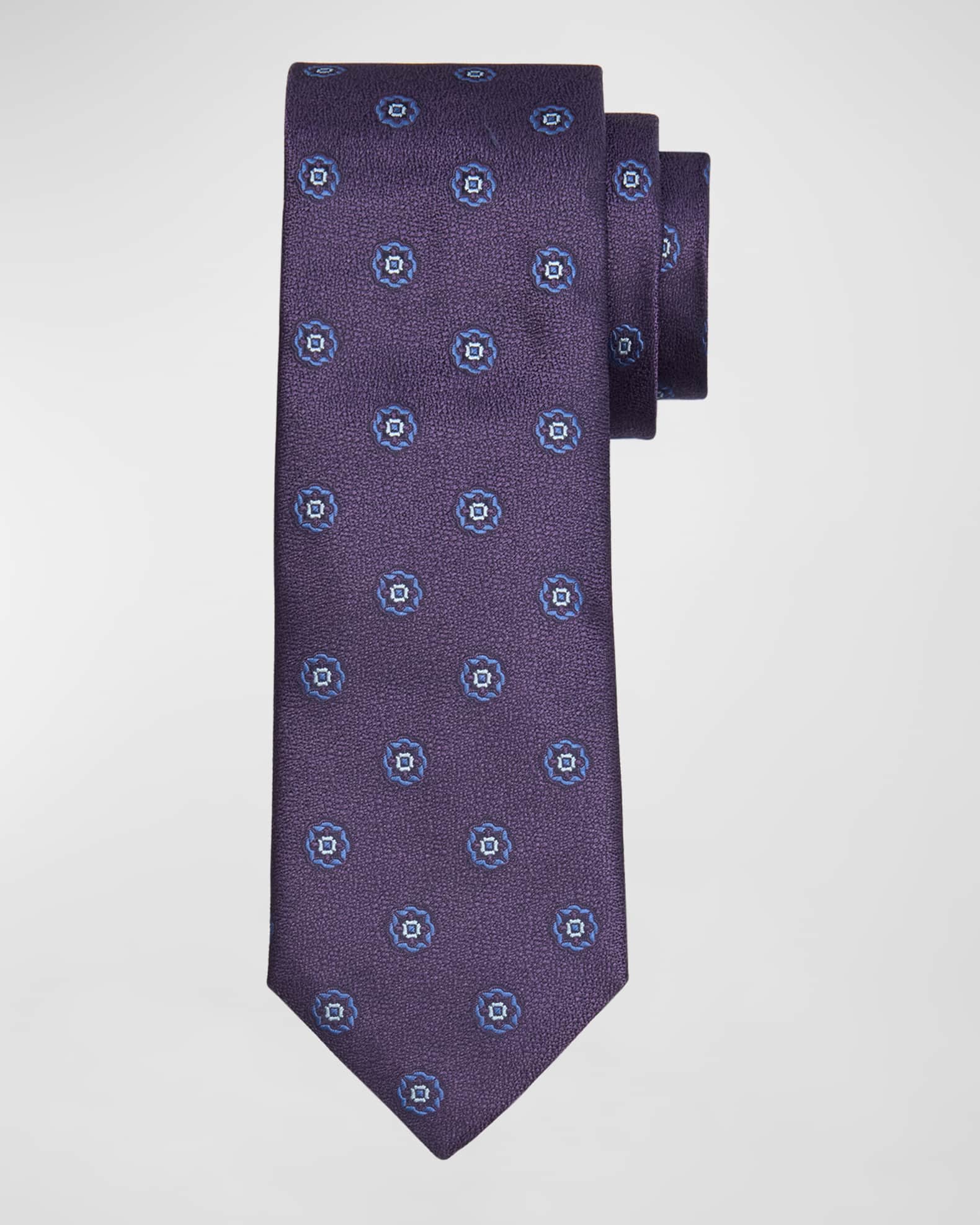 Men's Microfantasy Silk Medallion Tie 0