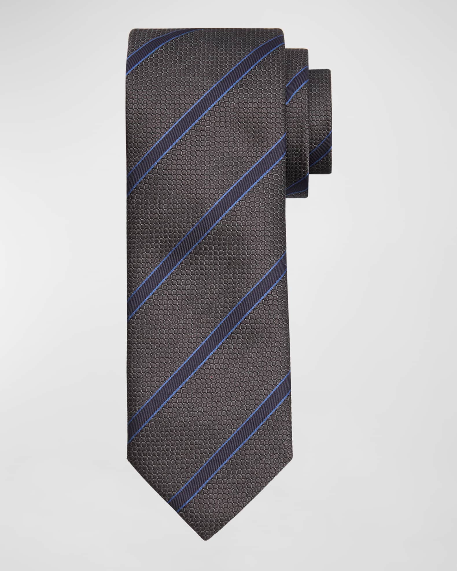 Men's Silk Regimental Stripe Tie 0