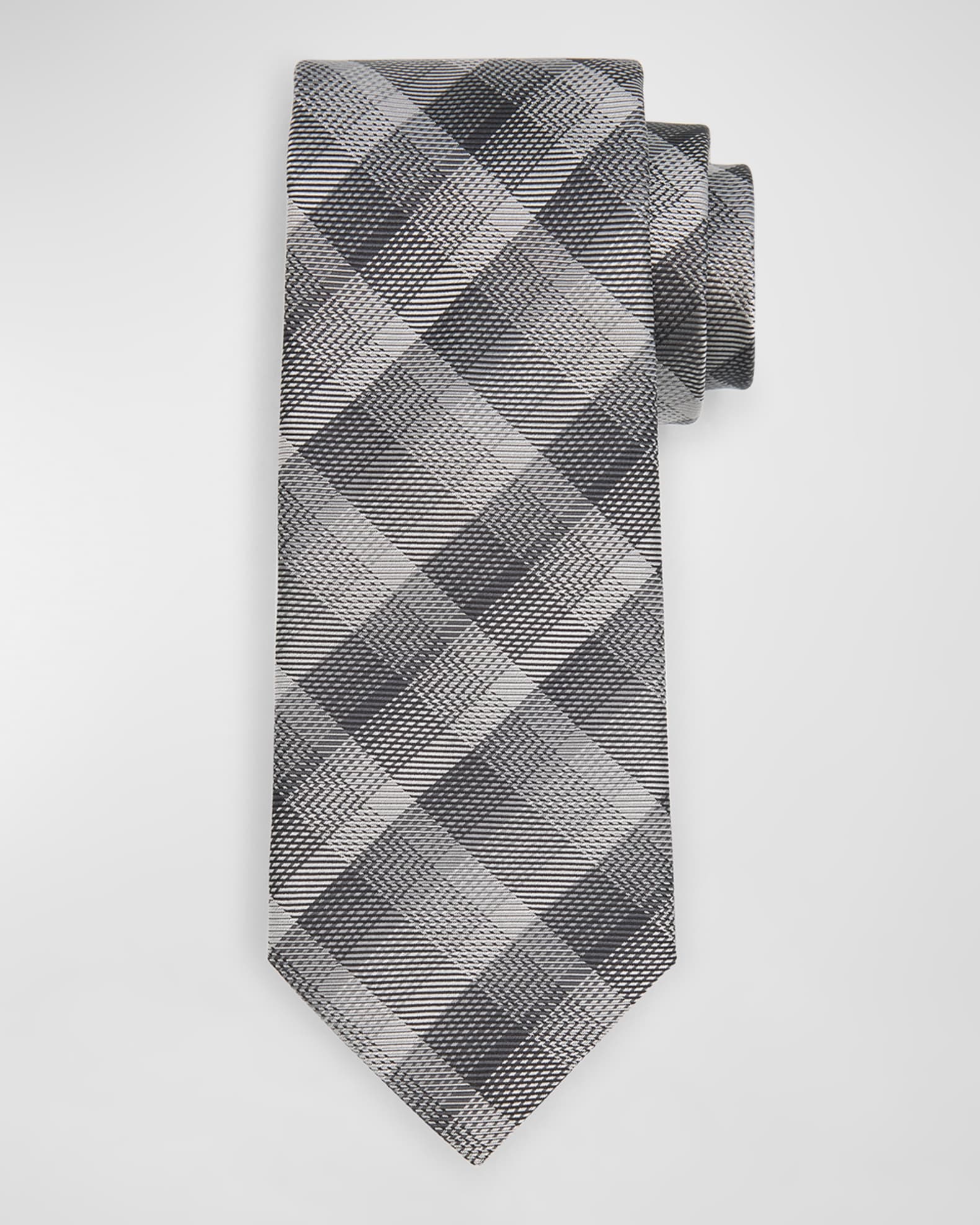 Men's Plaid Check Silk Tie 0