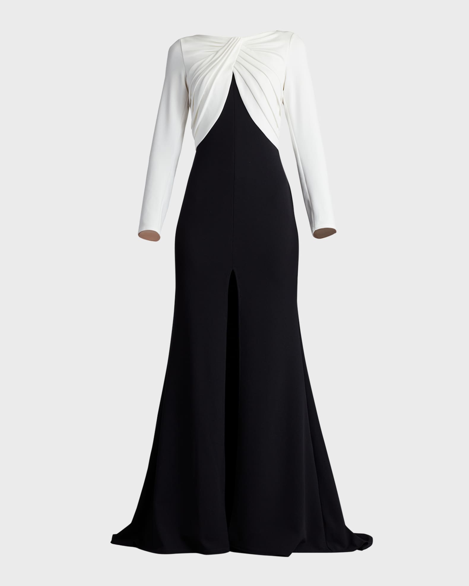 Tadashi Shoji Pleated Two Tone Crepe Trumpet Gown Neiman Marcus