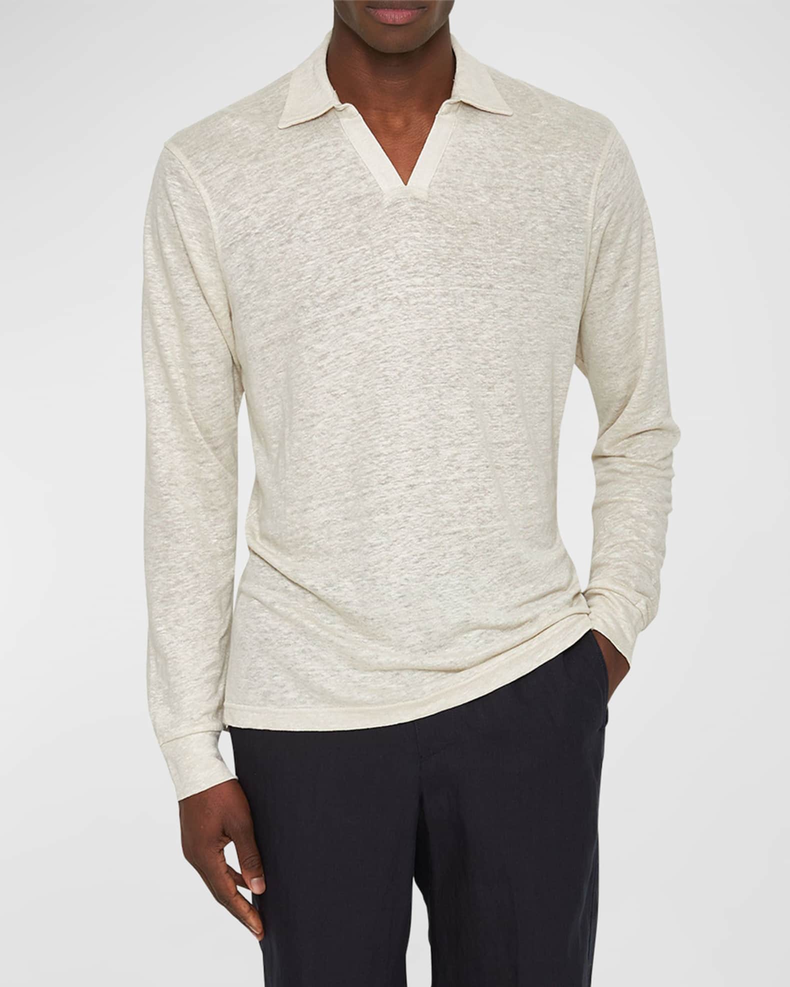 Orlebar Brown Men's Felix Slub Linen Polo Shirt | Neiman Marcus