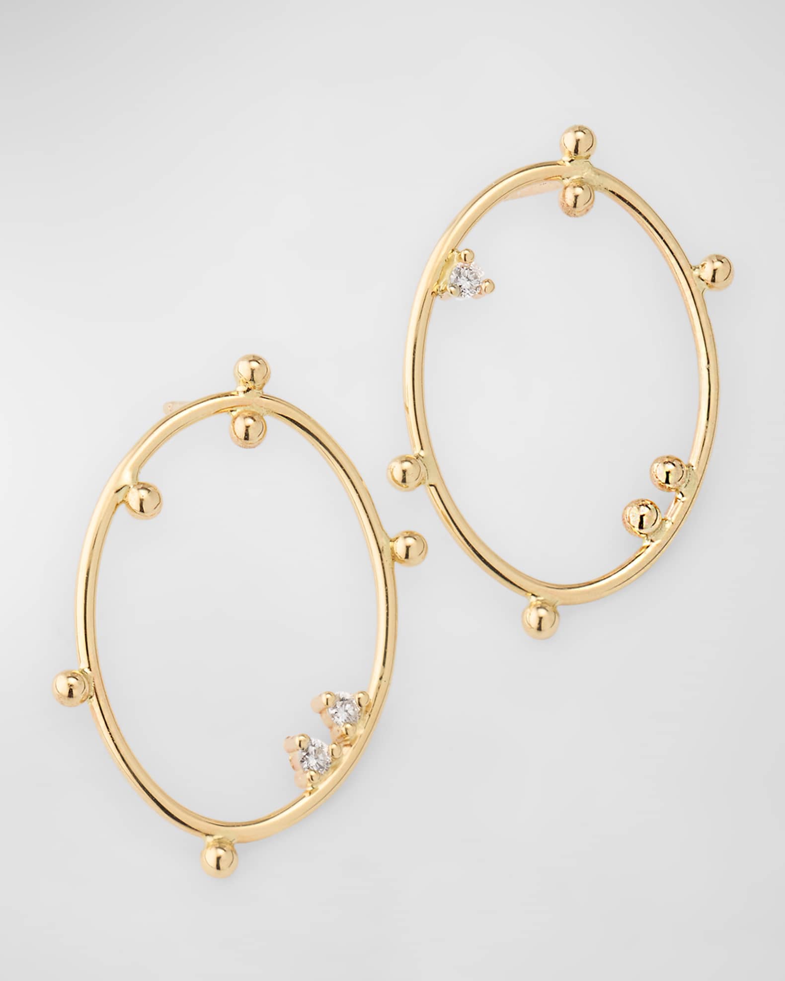 Scattered Bubble Diamond Oval Earrings