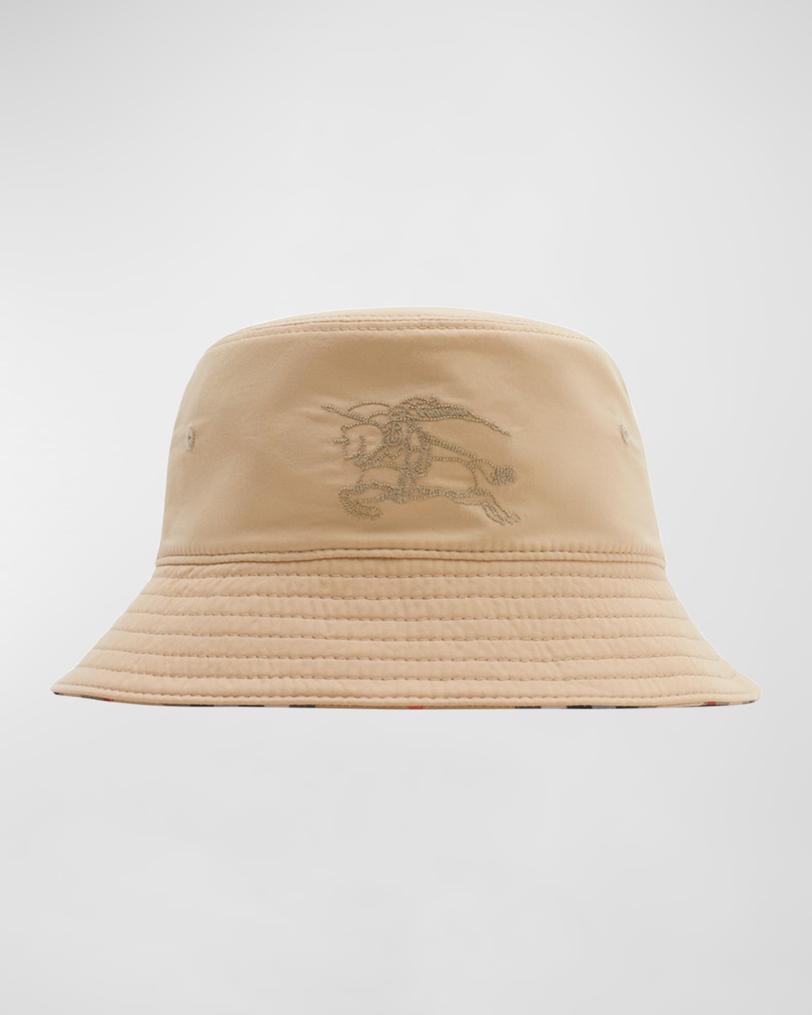 Burberry Kid's Check-Lined Reversible Bucket Hat, Size 12M-9