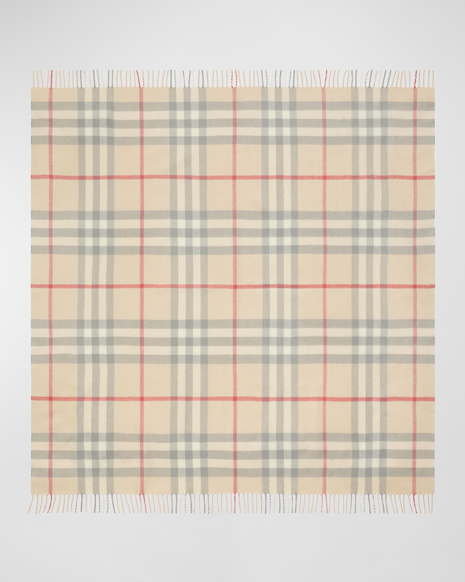 Burberry Kid's Check-Print Fringe Trim Blanket