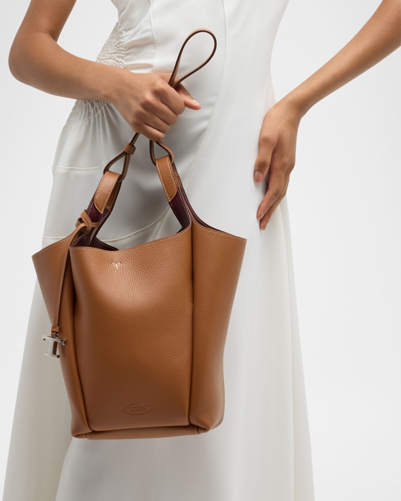 Tod's Small Grained Leather Bucket Bag | Neiman Marcus