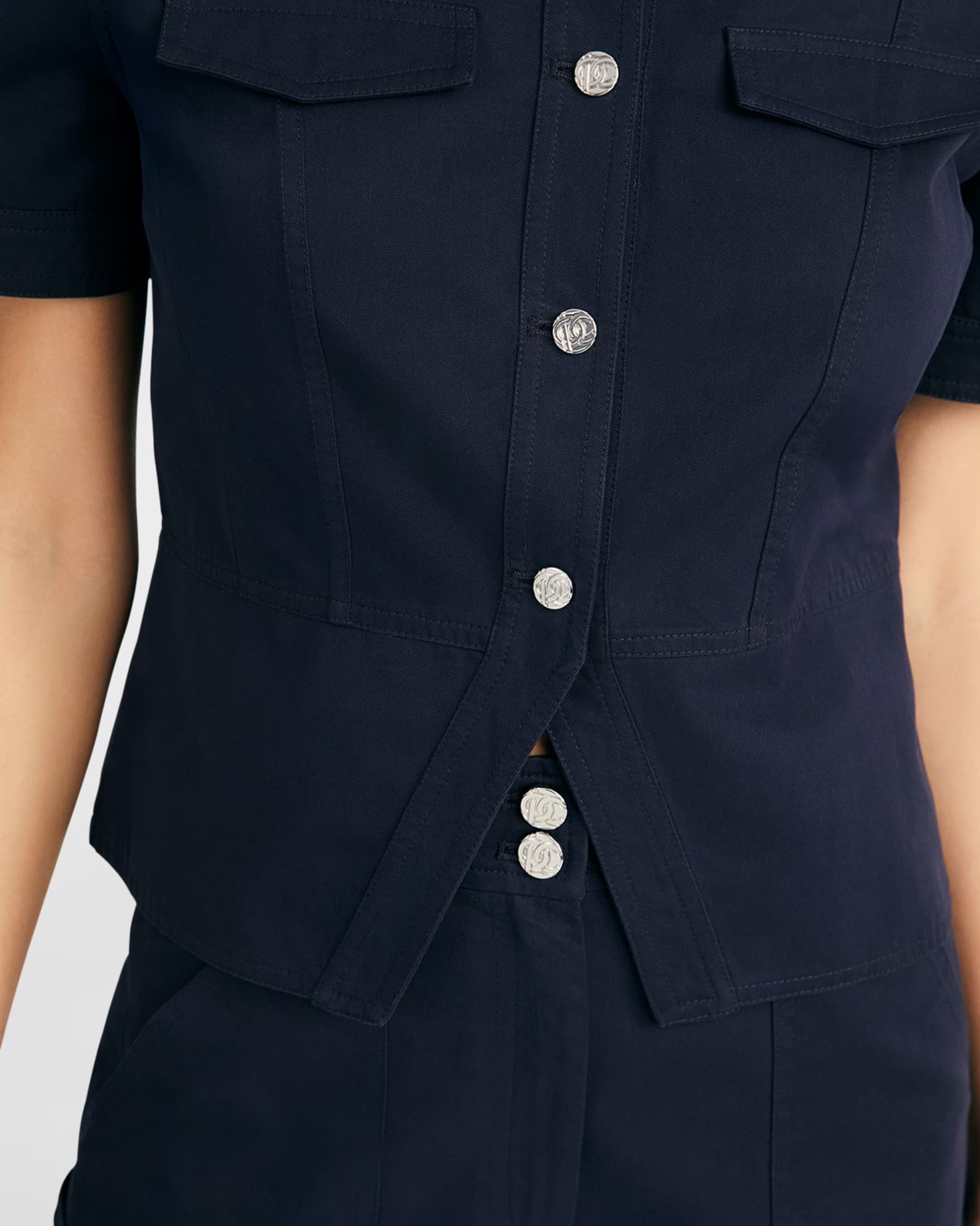 Derek Lam 10 Crosby Brenda ShortSleeve Twill Peplum Jacket Neiman Marcus