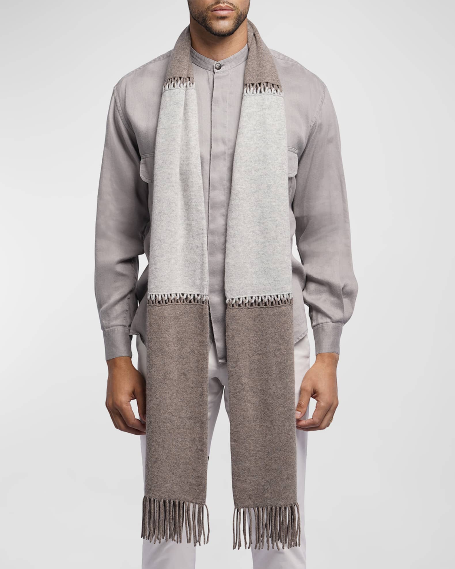 Ian Saude Men's Cashmere Two-Tone Scarf