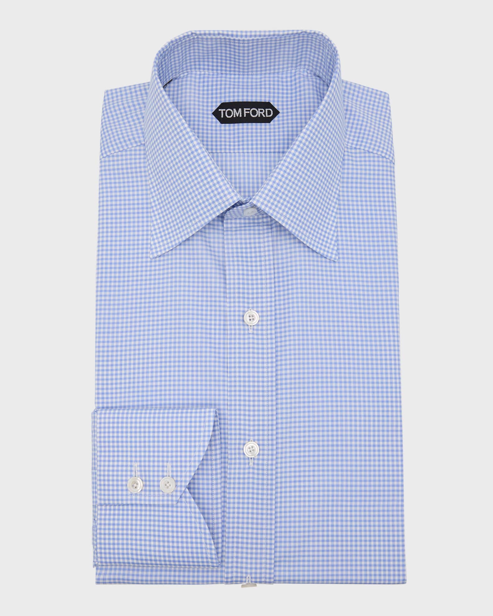 Men's Twill Micro-Gingham Slim-Fit Dress Shirt 0