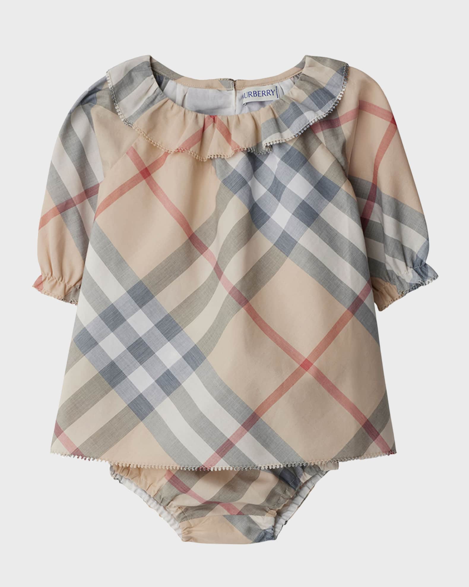 Girl's Emmeline Check-Print Dress W/ Bloomers, Size 3M-12M 0