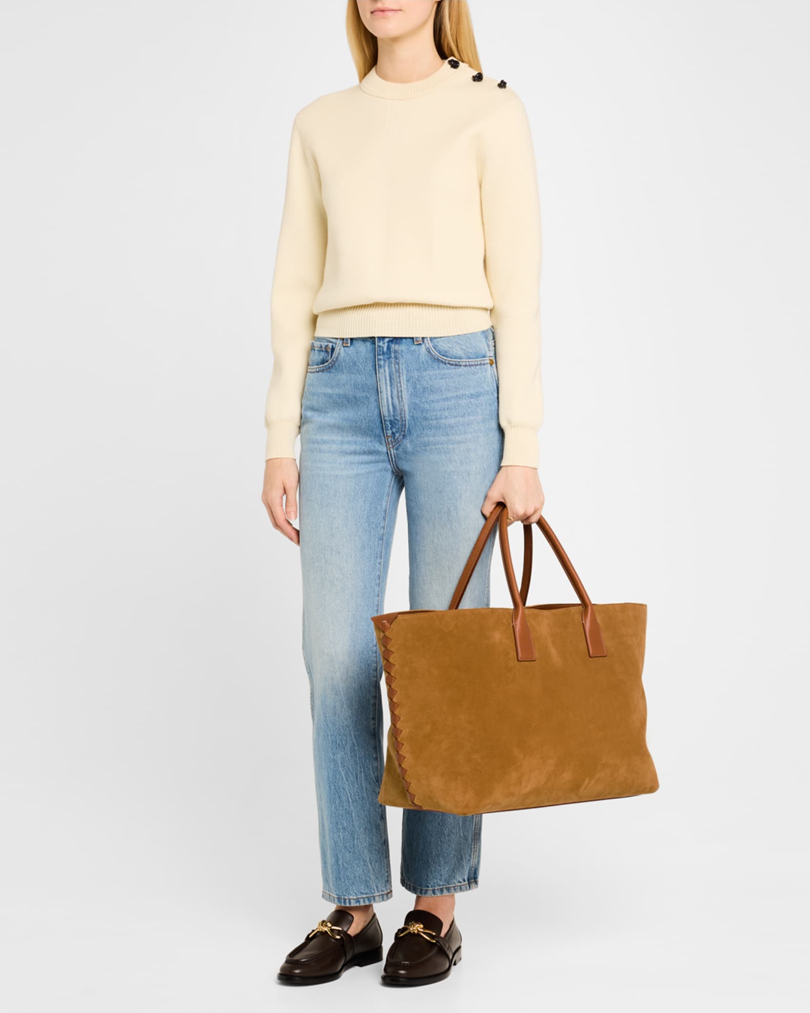トートバッグ BOTTEGA VENETA BISCUIT SUEDE LARGE CABAT SHOPPING BAG Bottega Veneta Biscuit Suede Large Cabat Shopping Bag
