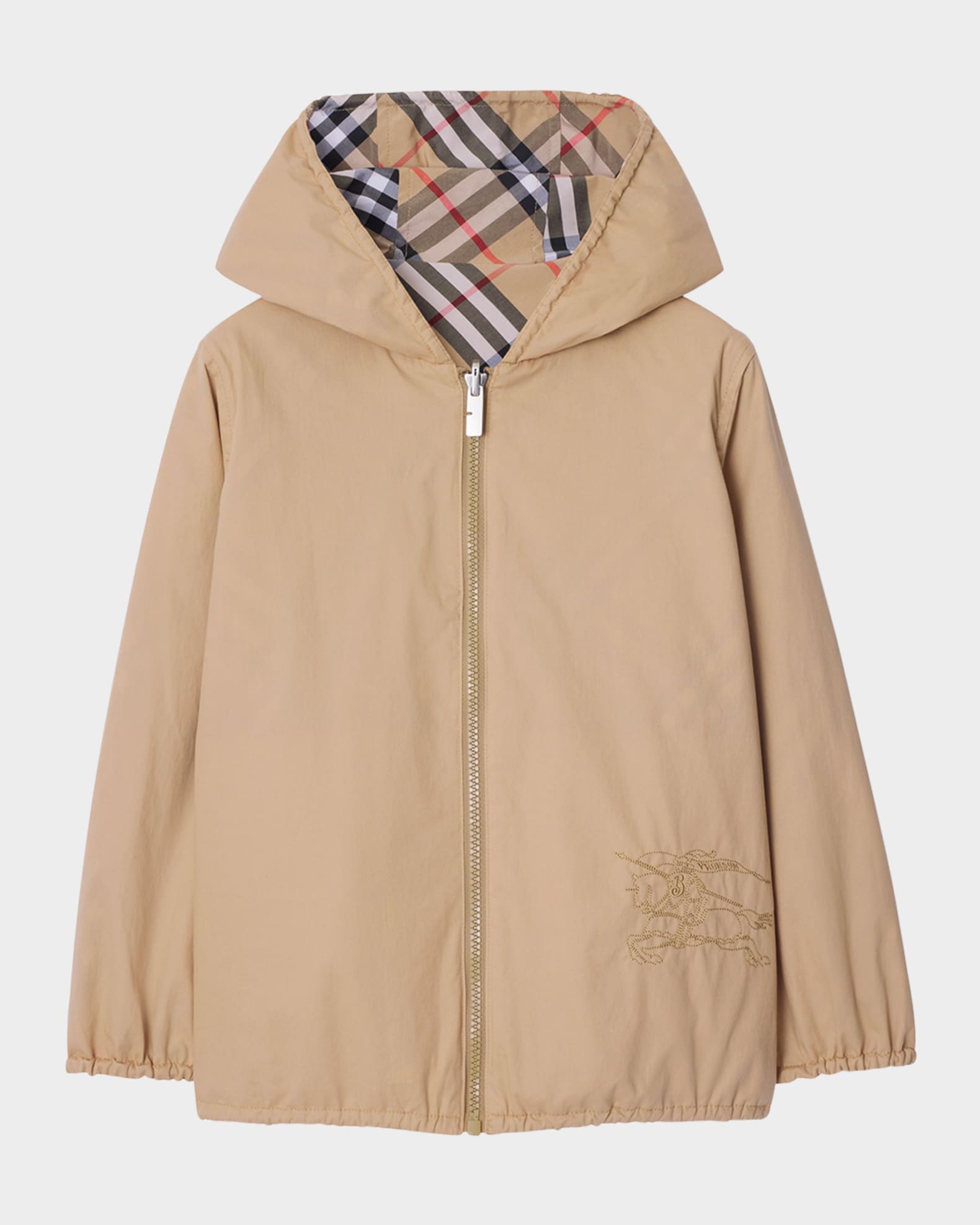 Burberry Boy's Rufus Check-Print Reversible Jacket, Size 3-14
