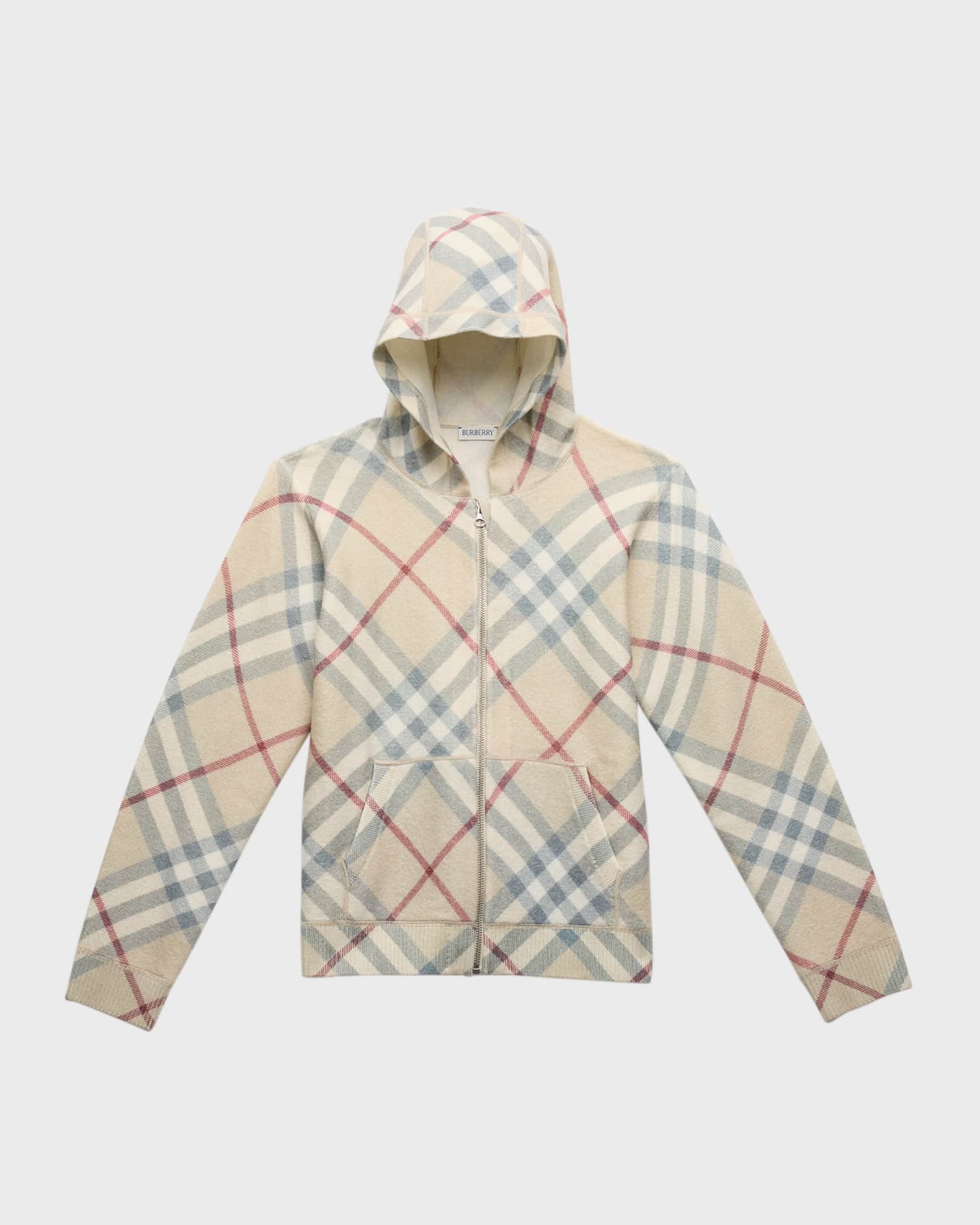 Burberry check print hoodie sales