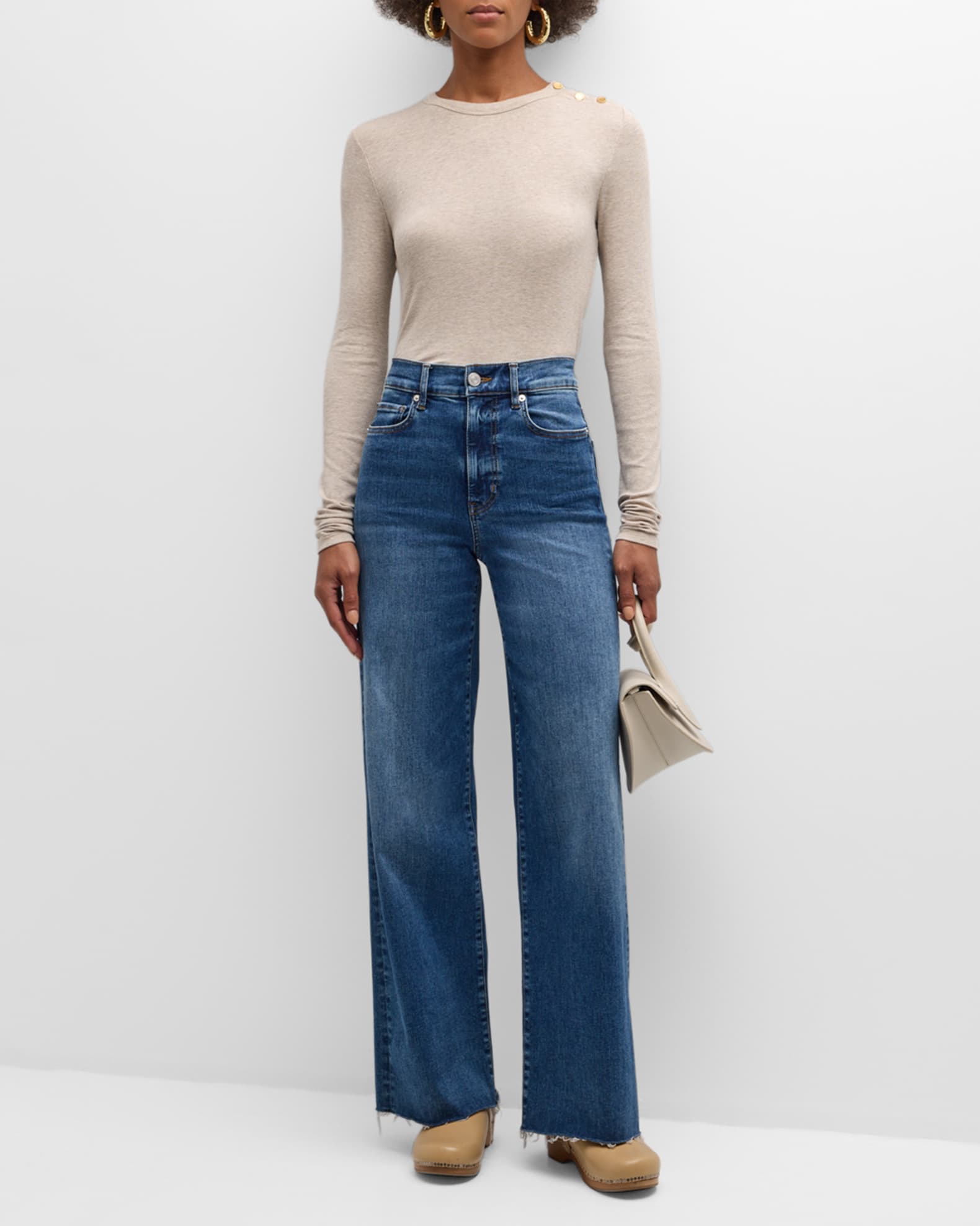 Le Slim Palazzo Raw Fray Jeans 1